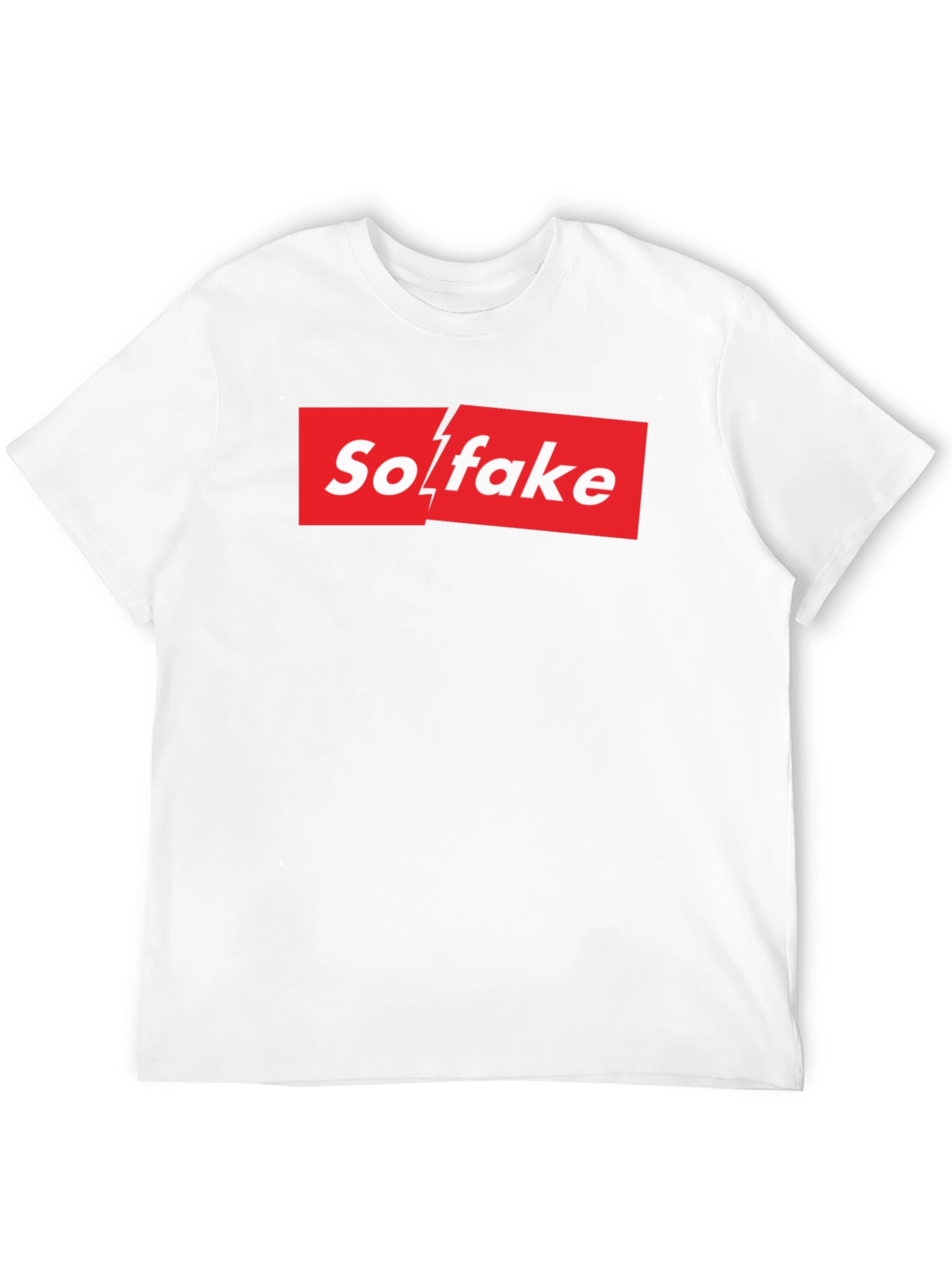 So Fake Box Logo Graphic Tee - Novelty T-Shirt