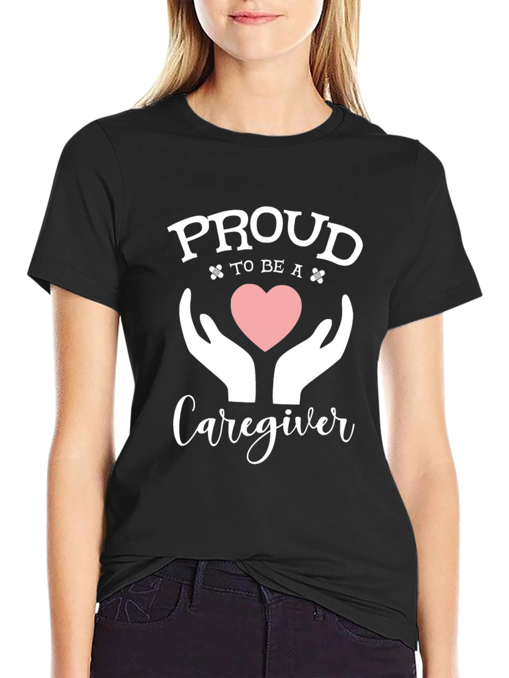 Proud Caregiver T-Shirt - Heart & Hands Design