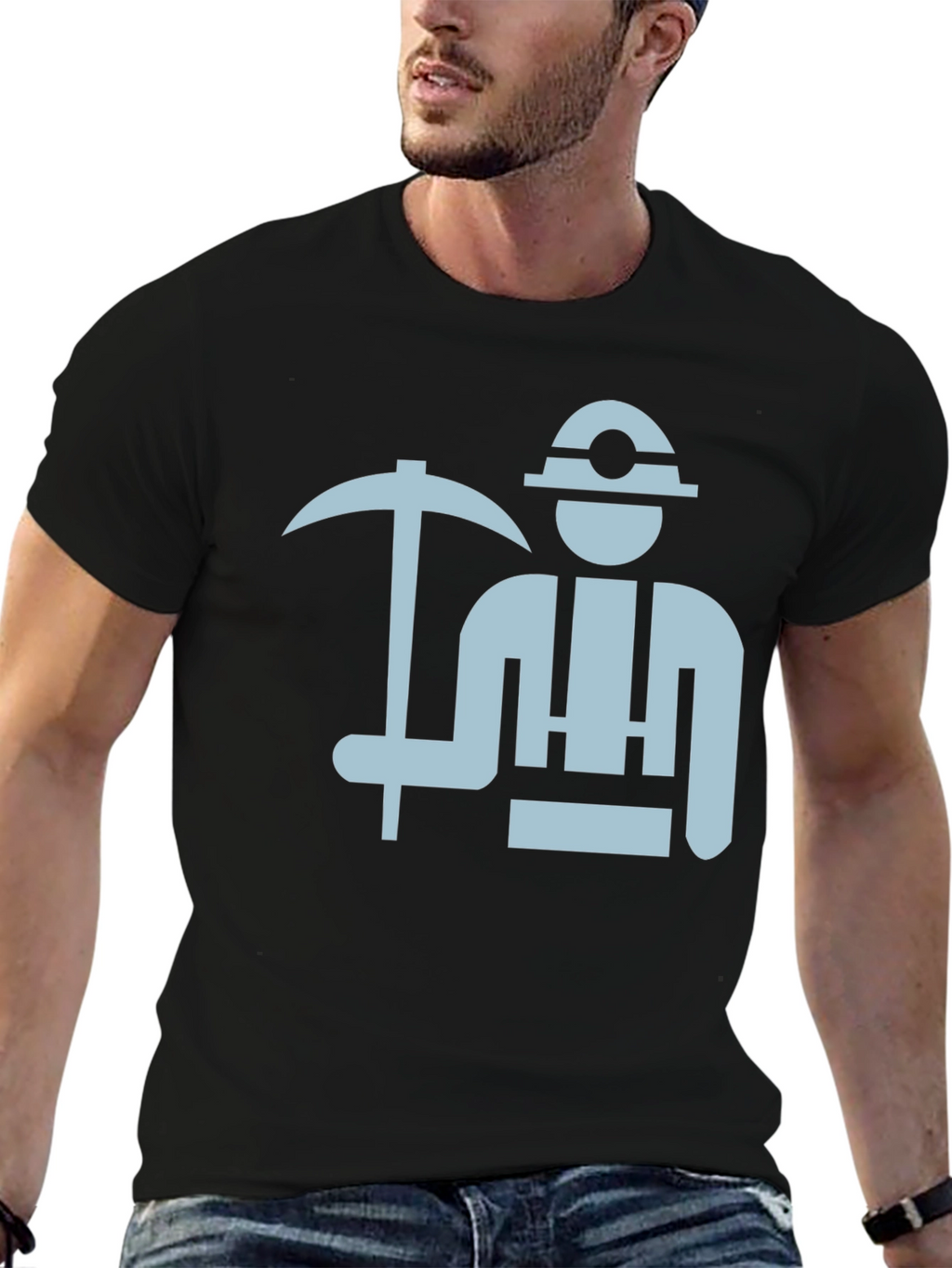 Miner Graphic Tee - Black Cotton T-Shirt