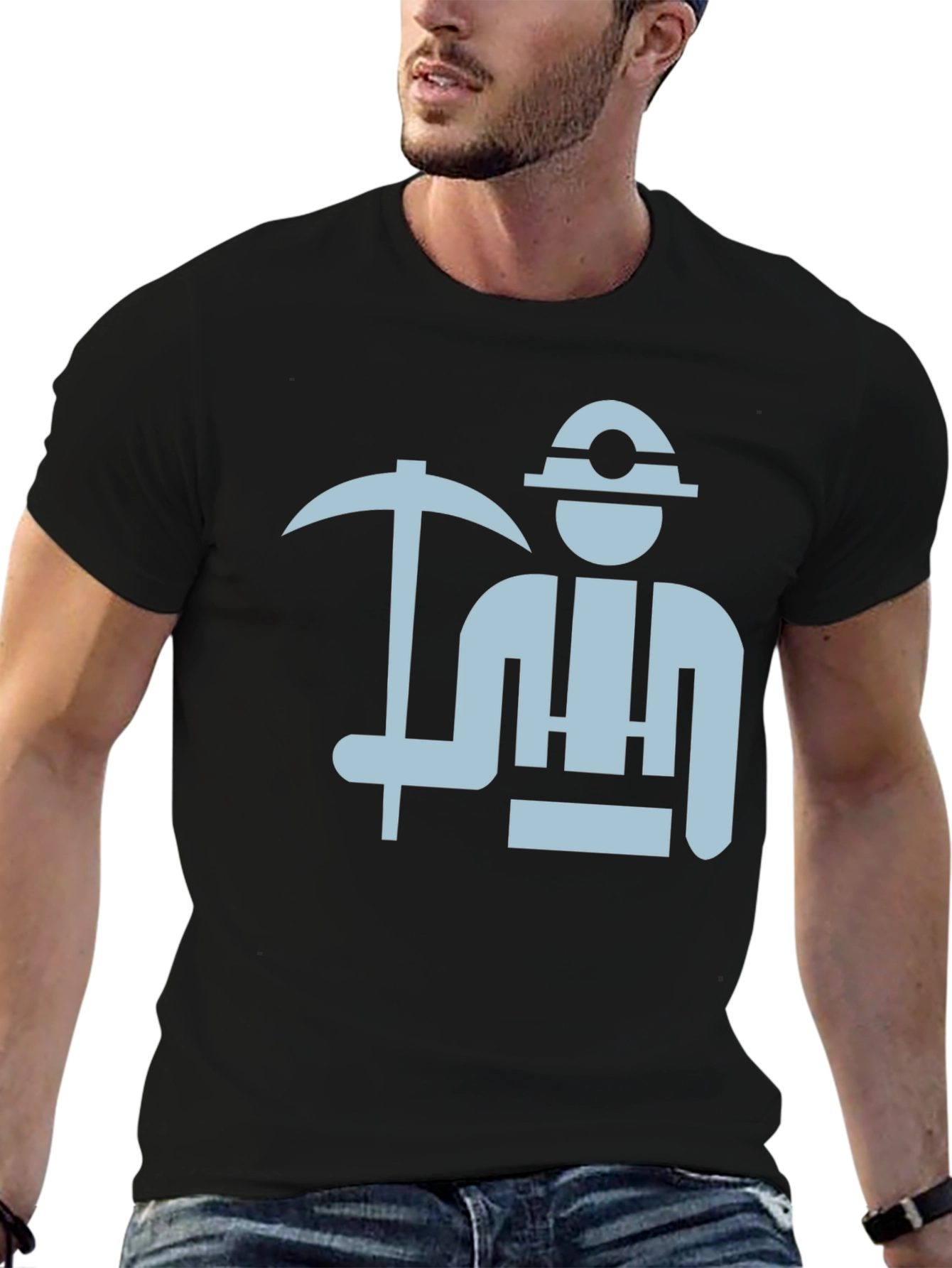 Miner Graphic Tee - Black Cotton T-Shirt