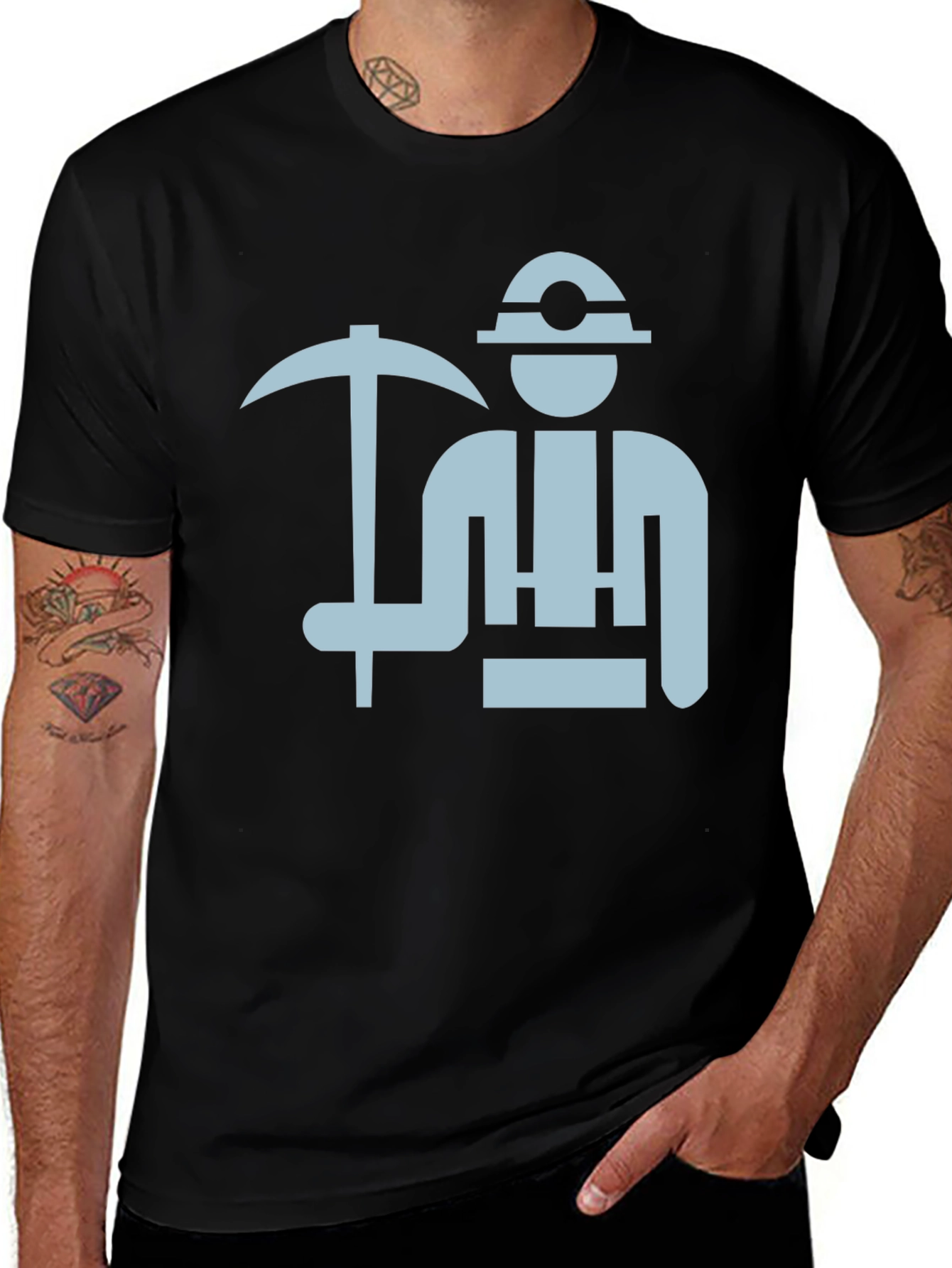 Miner Graphic Tee - Black Cotton T-Shirt