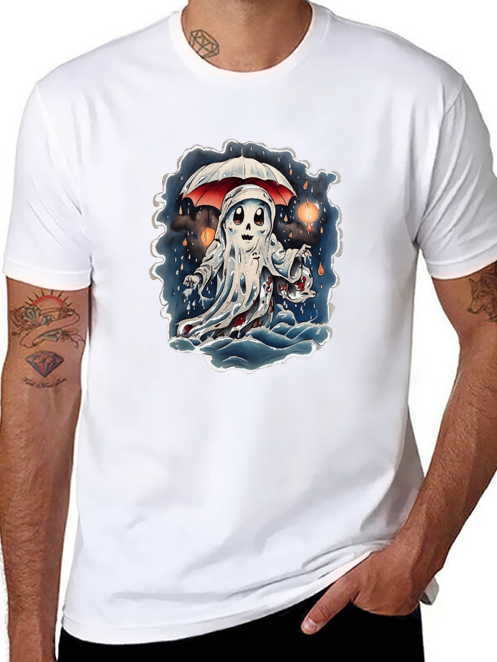 Ghostly Cartoon Graphic T-Shirt