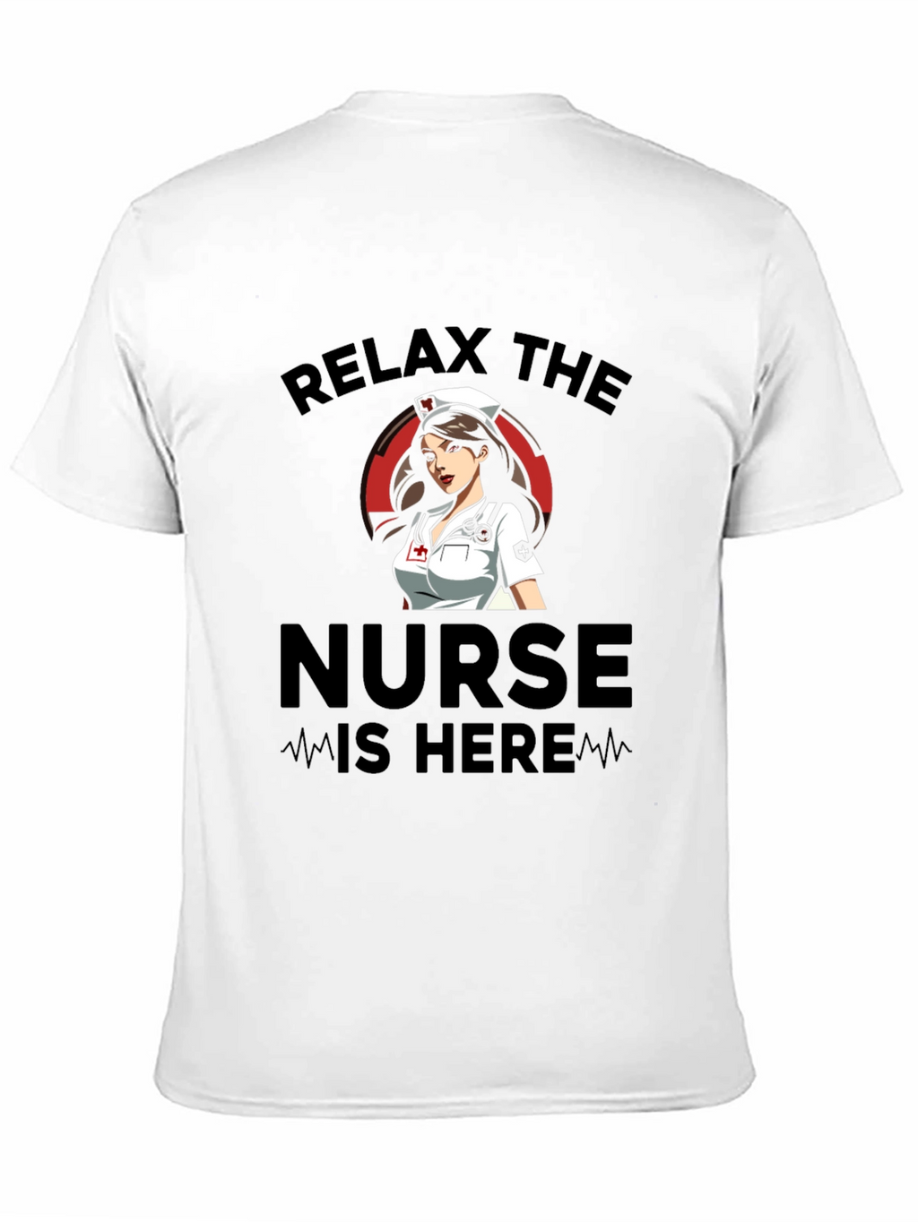 Relax The Nurse Is Here Black Graphic T-Shirt