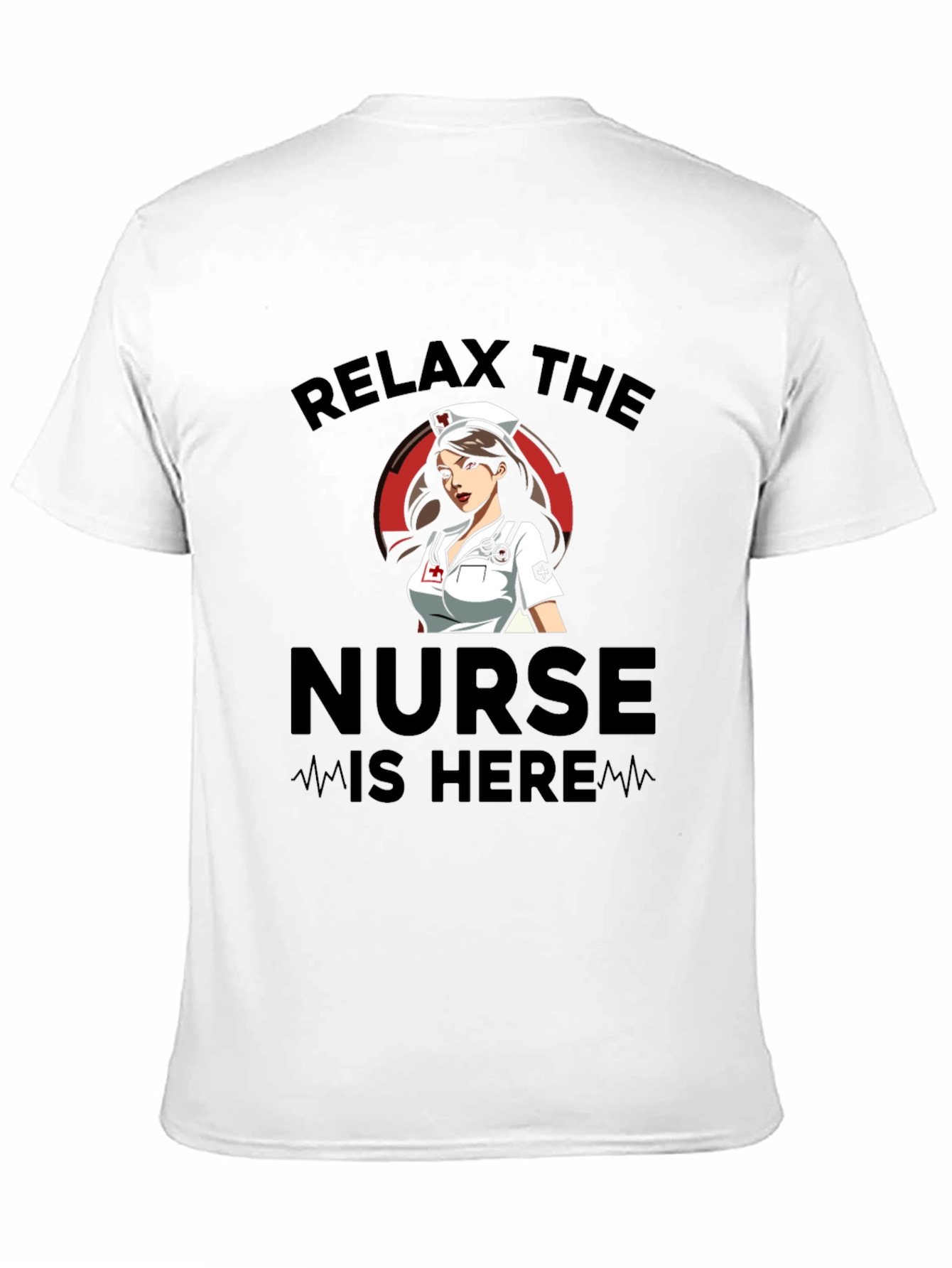 Relax The Nurse Is Here Black Graphic T-Shirt