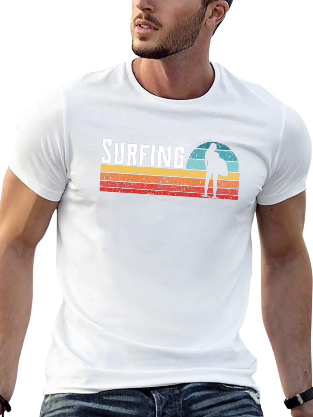 Surfing Sunset Graphic Tee - Cool Surfer T-Shirt