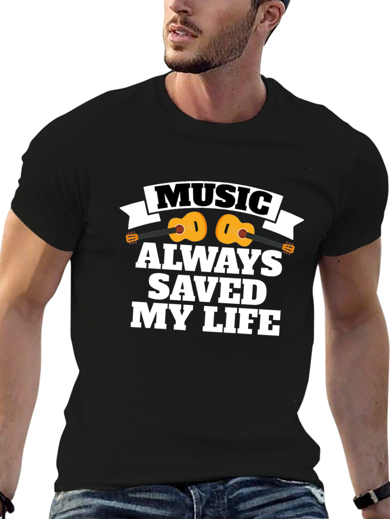 Music Saved My Life Black T-Shirt