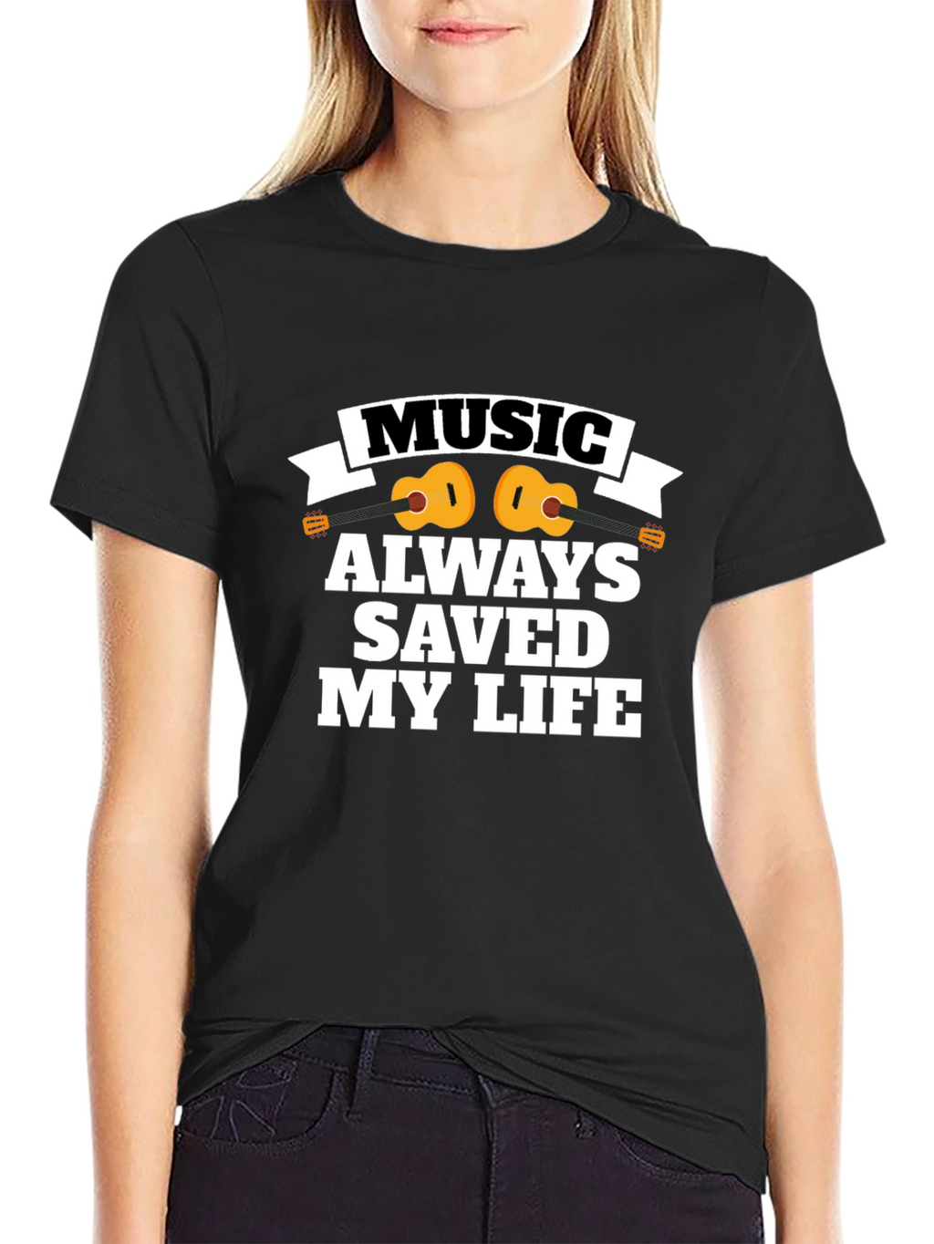 Music Saved My Life Black T-Shirt