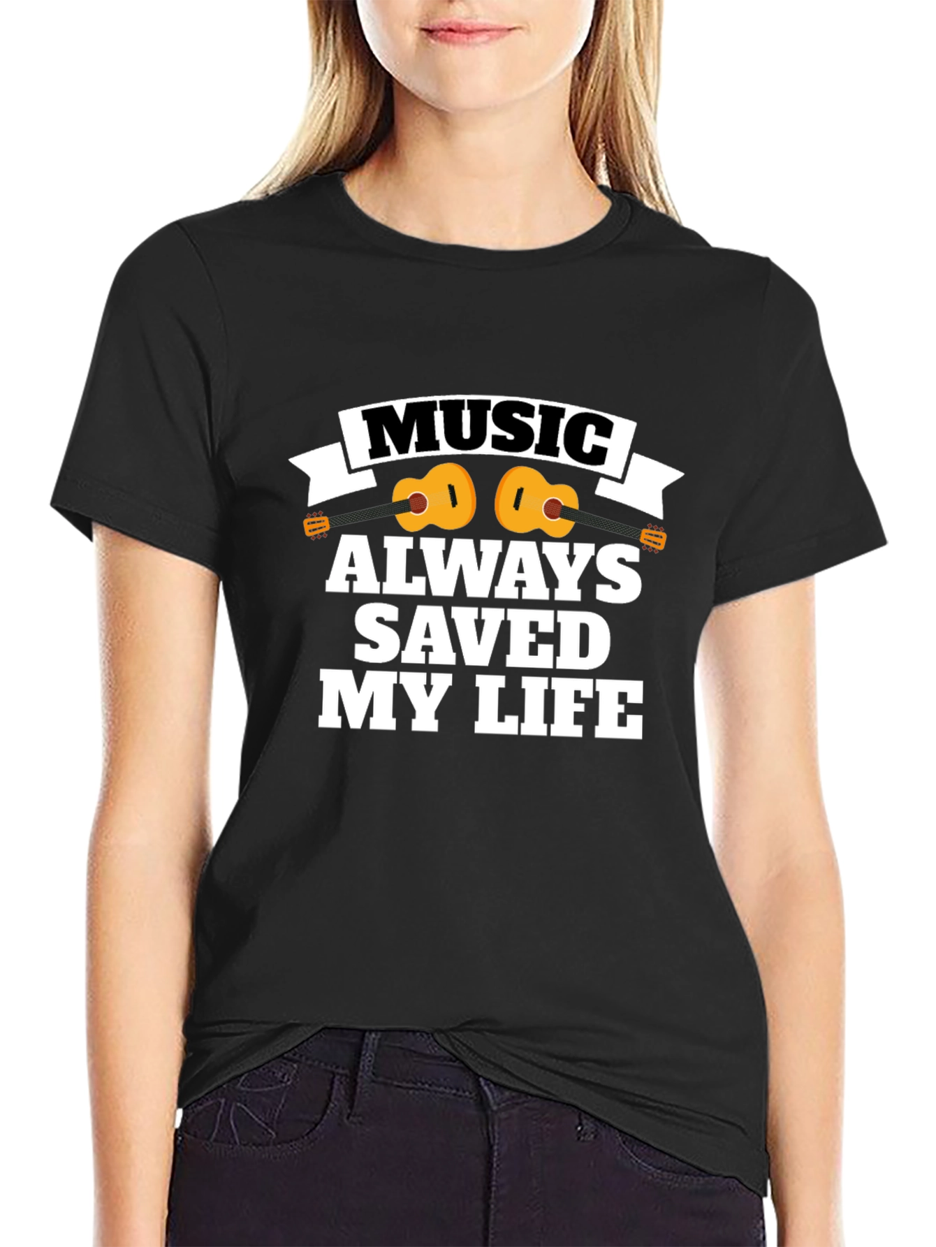 Music Saved My Life Black T-Shirt