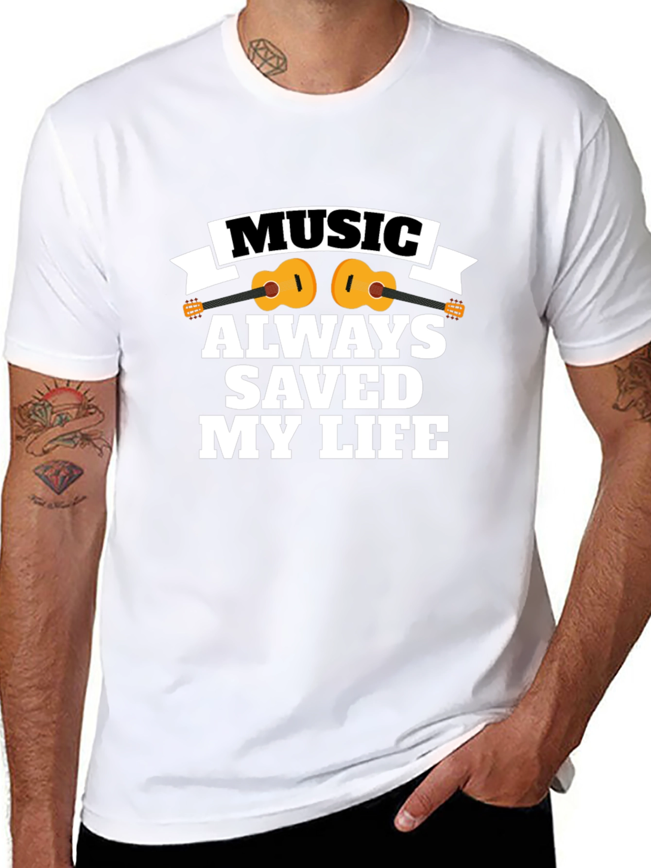 Music Saved My Life Black T-Shirt