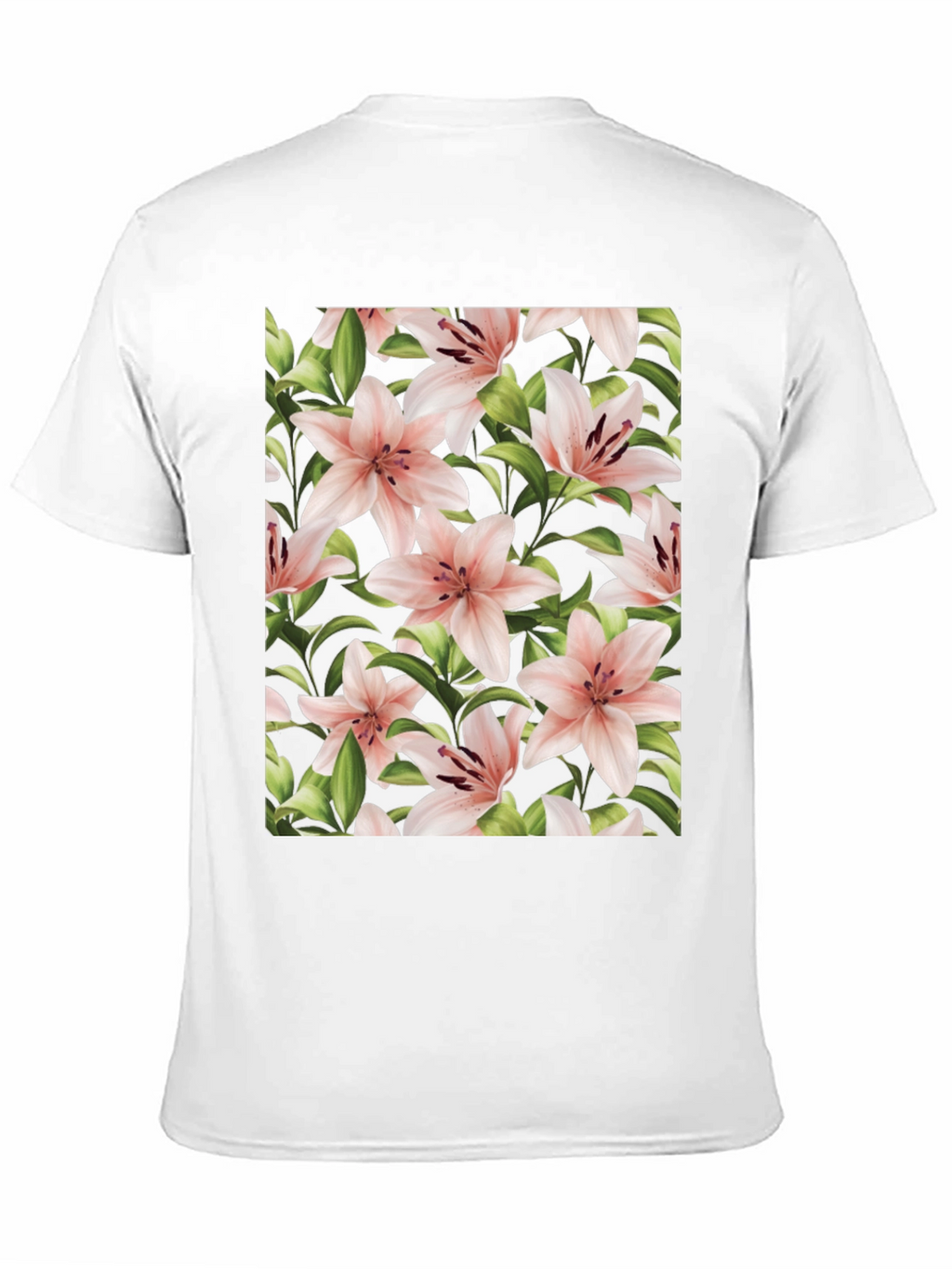 Floral Print T-Shirt - Pink Lily Black Tee