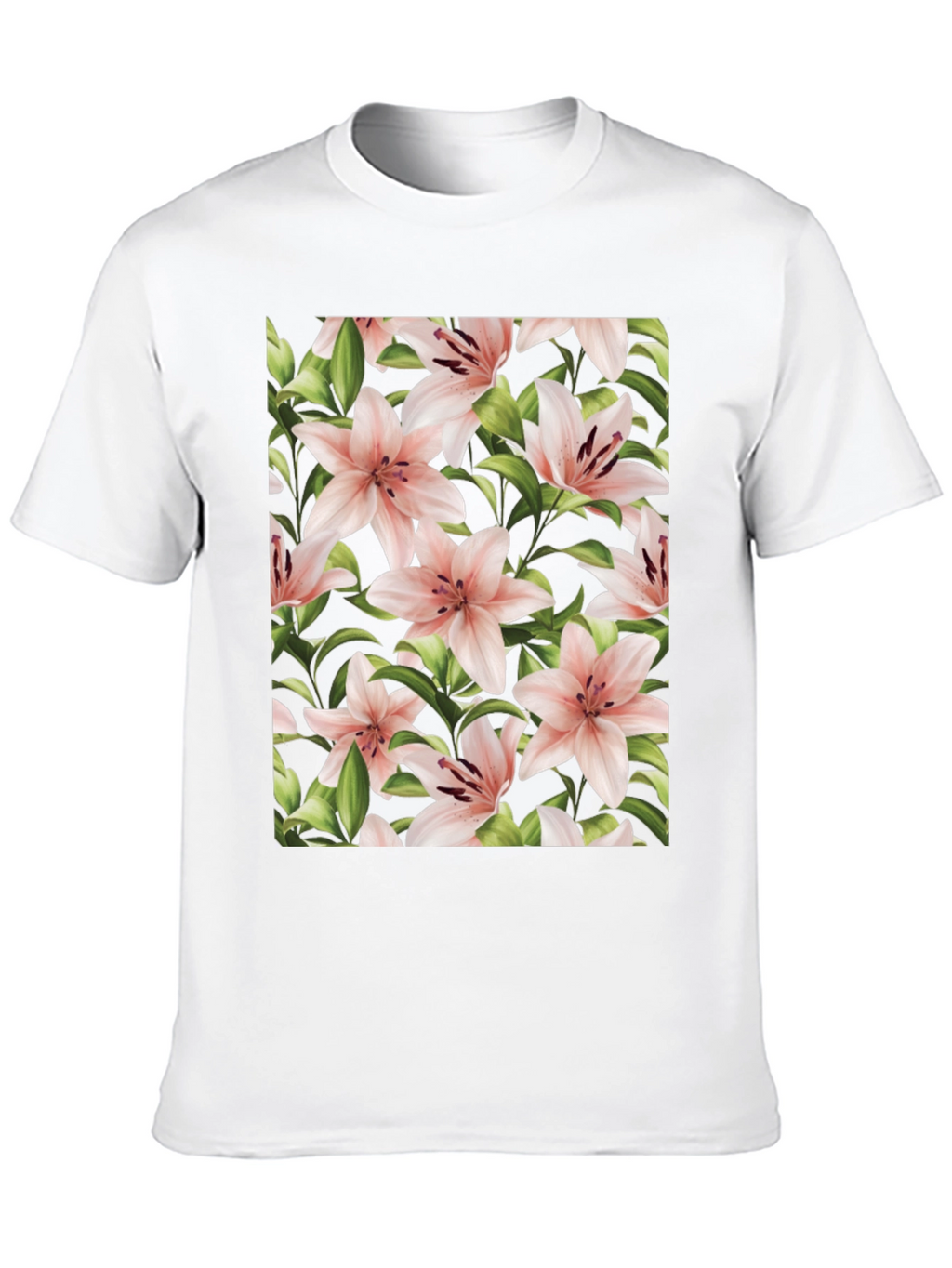Floral Print T-Shirt - Pink Lily Black Tee