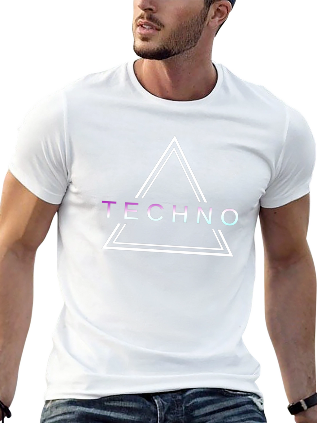 Techno Triangle Graphic Tee - Stylish Music Lover Shirt