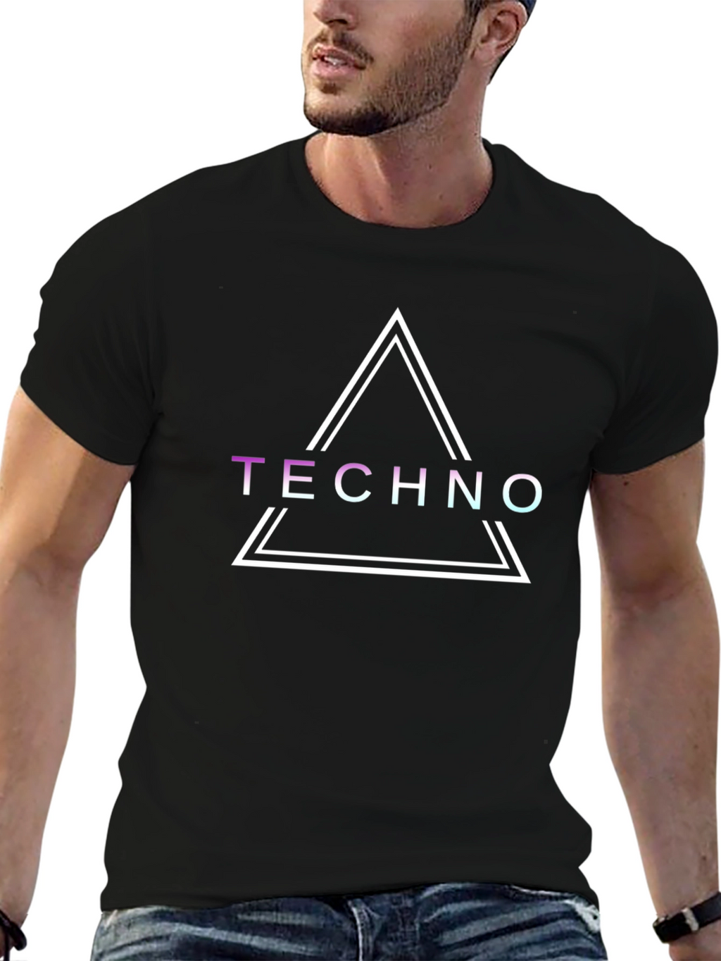 Techno Triangle Graphic Tee - Stylish Music Lover Shirt