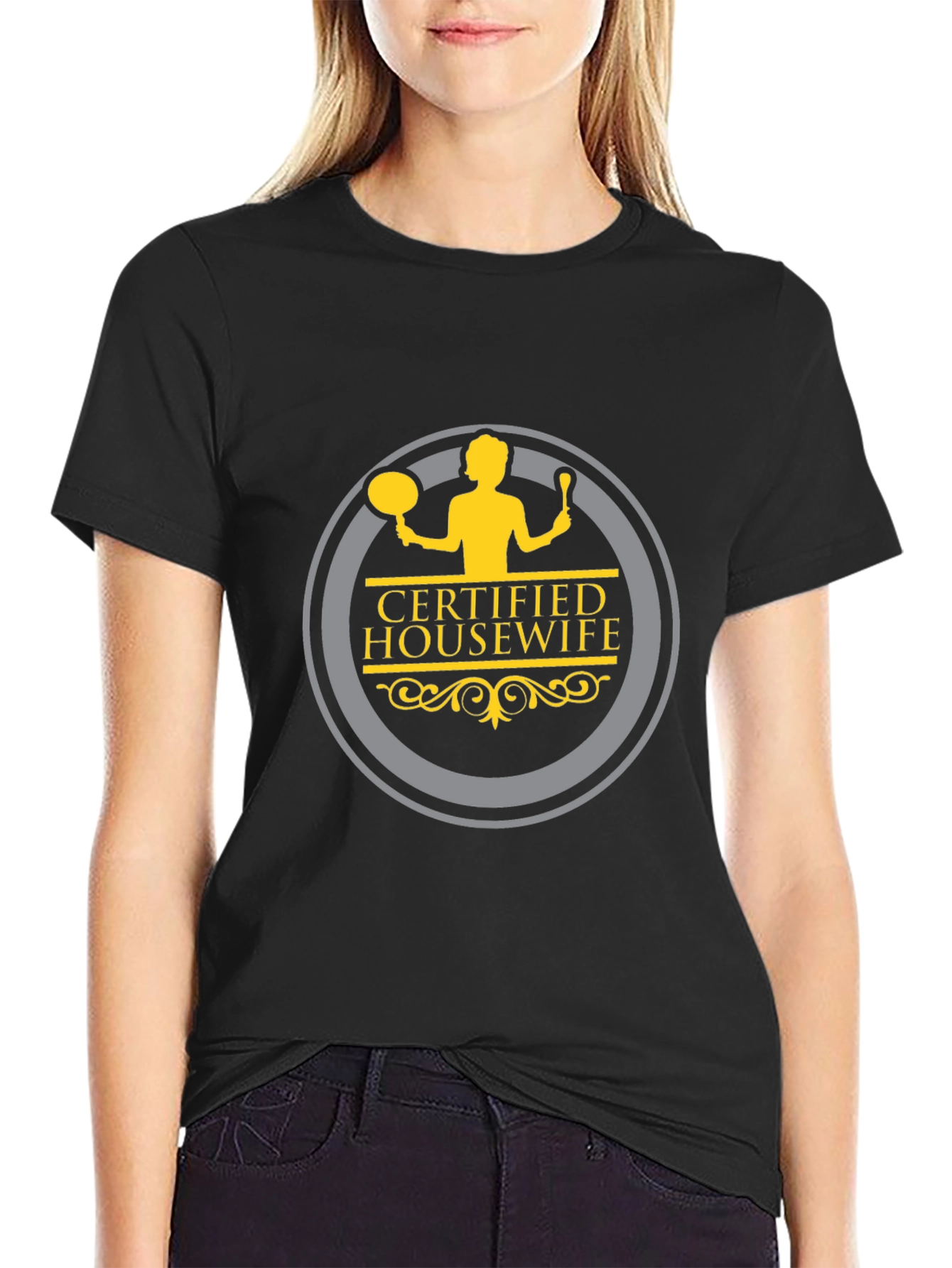 Certified Housewife Black Crew Neck T-Shirt