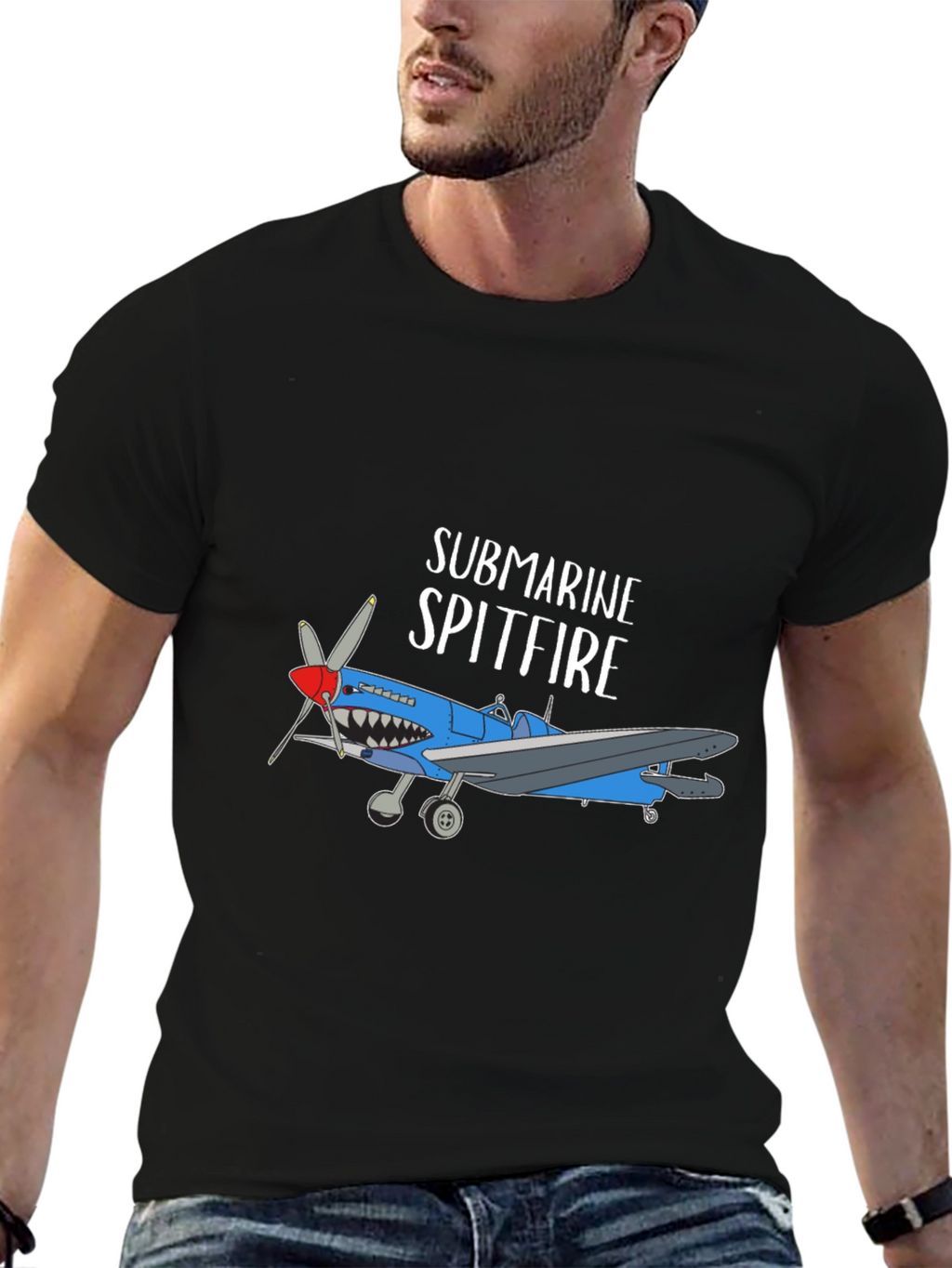 Submarine Spitfire Graphic Tee - Black Cotton Blend