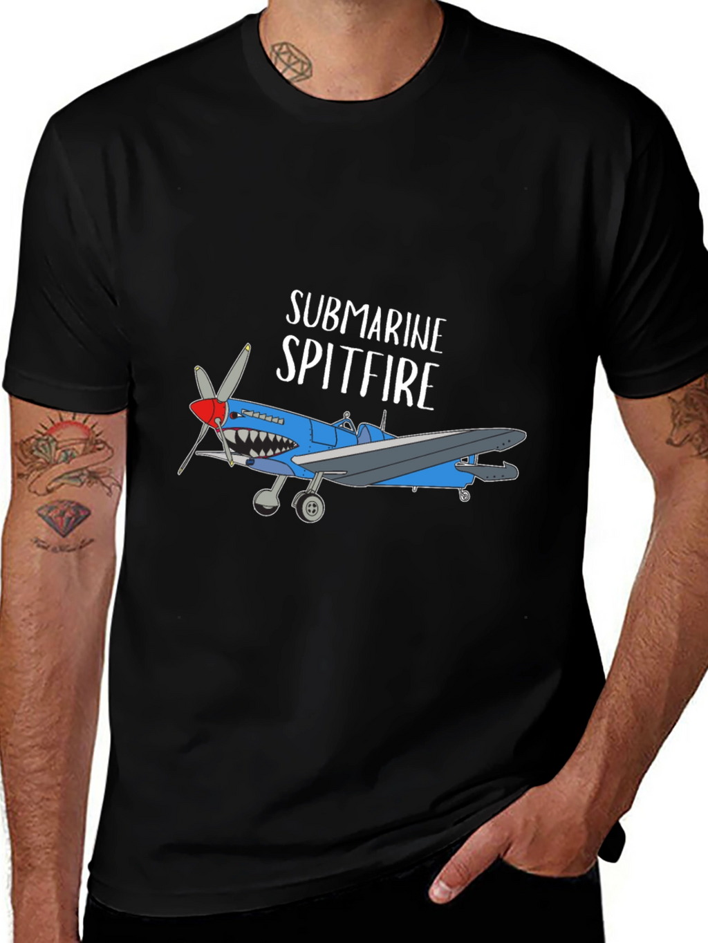 Submarine Spitfire Graphic Tee - Black Cotton Blend