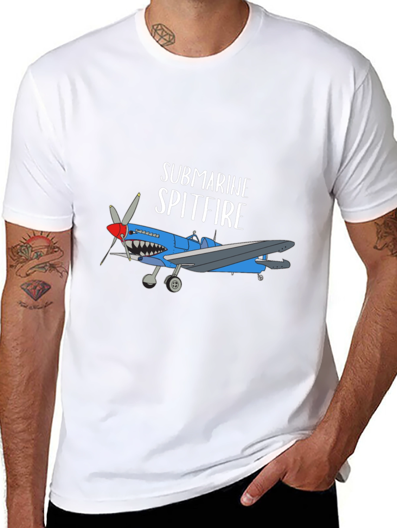 Submarine Spitfire Graphic Tee - Black Cotton Blend