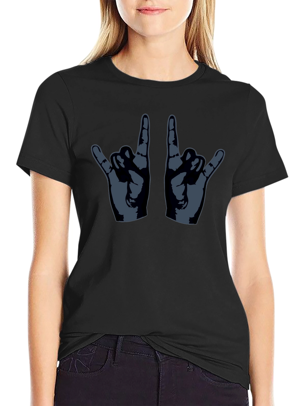 Rock On Hand Gesture Graphic T-Shirt