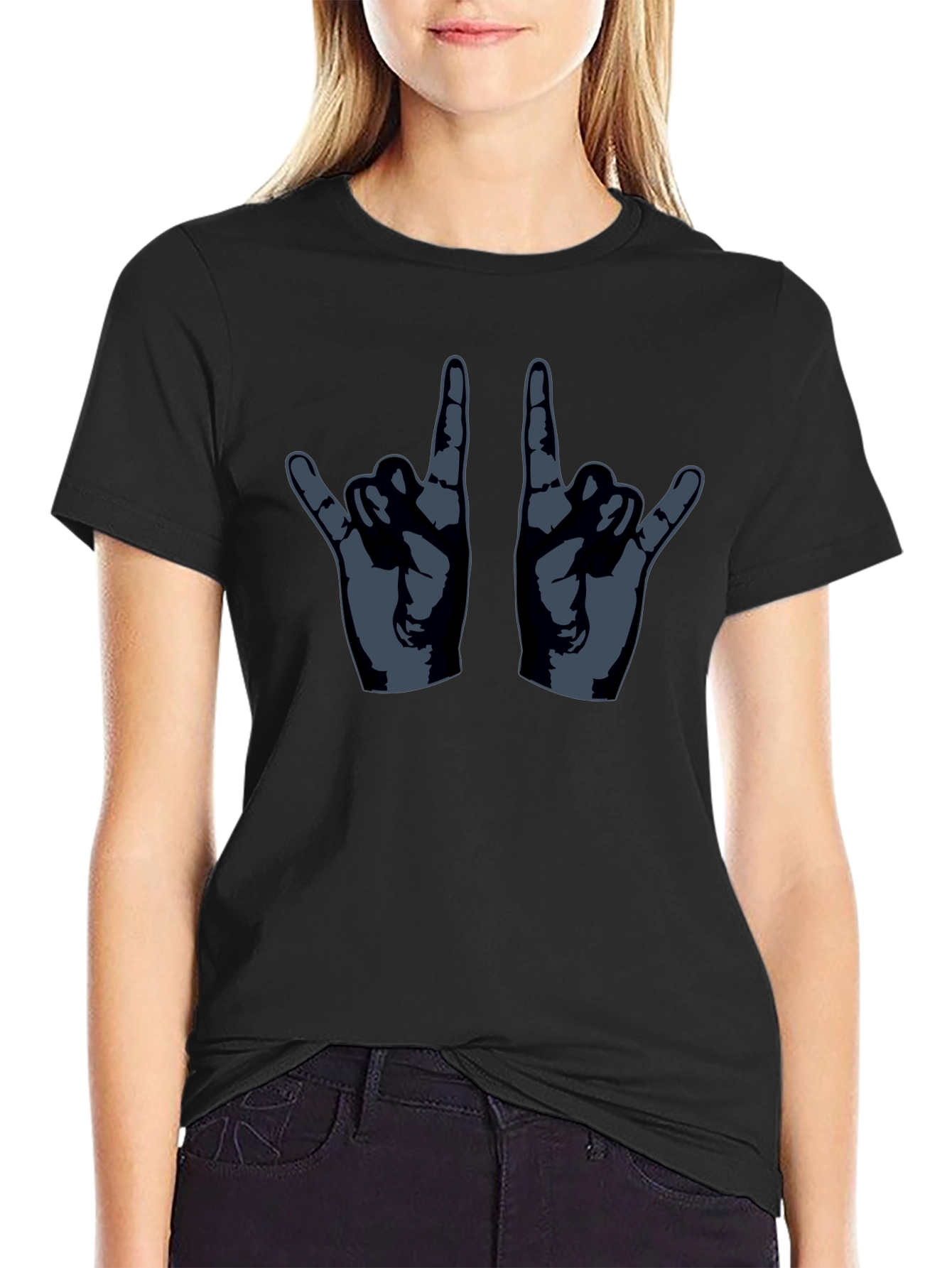 Rock On Hand Gesture Graphic T-Shirt