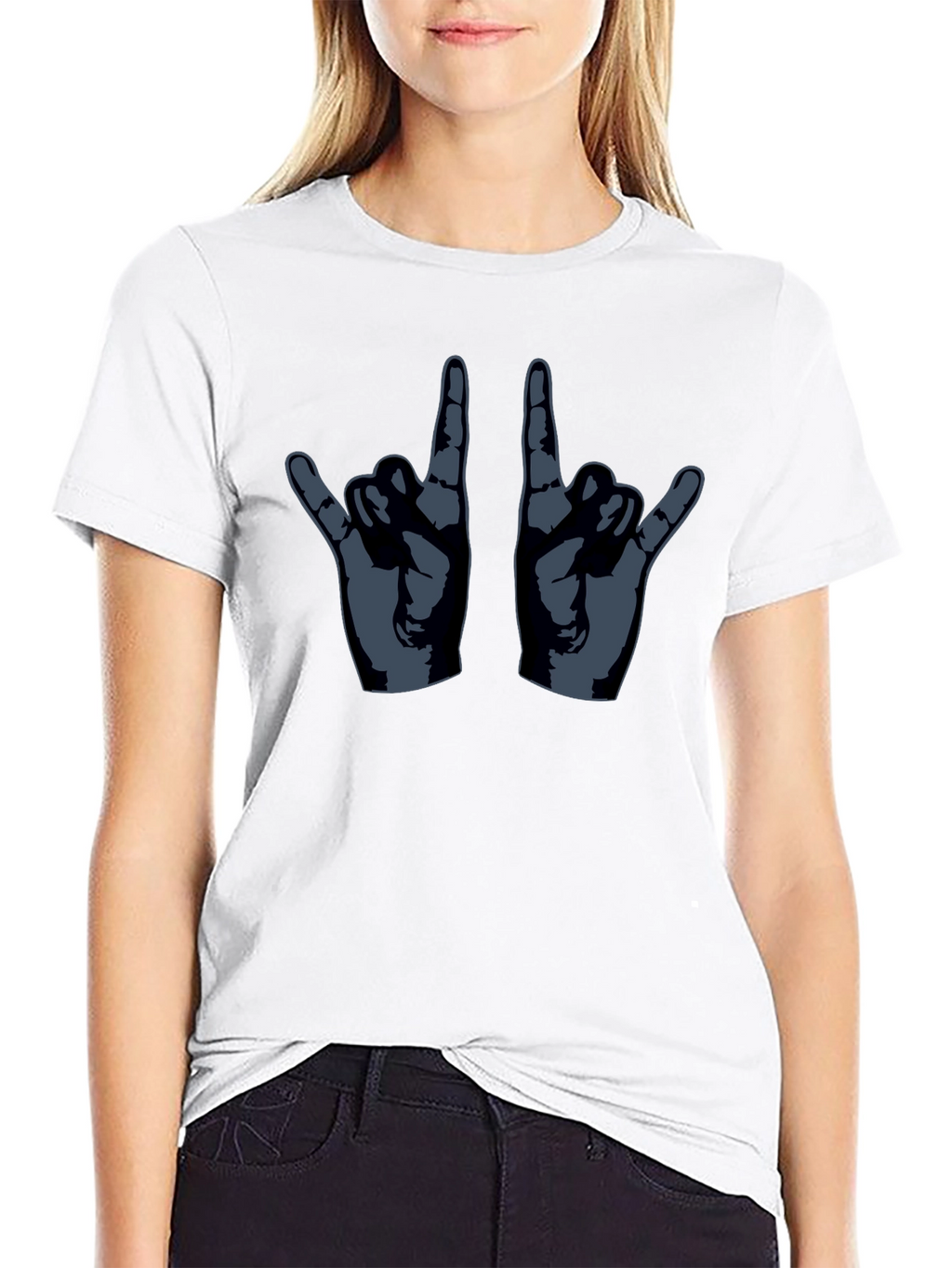 Rock On Hand Gesture Graphic T-Shirt