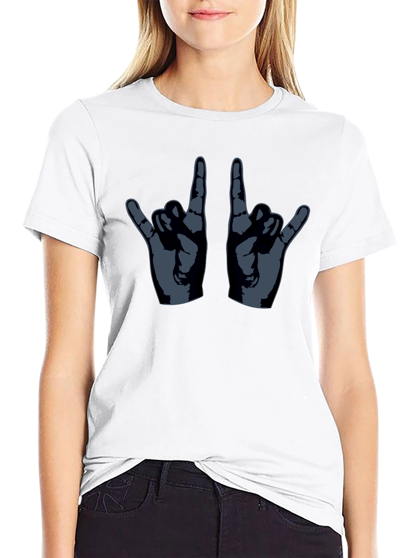 Rock On Hand Gesture Graphic T-Shirt