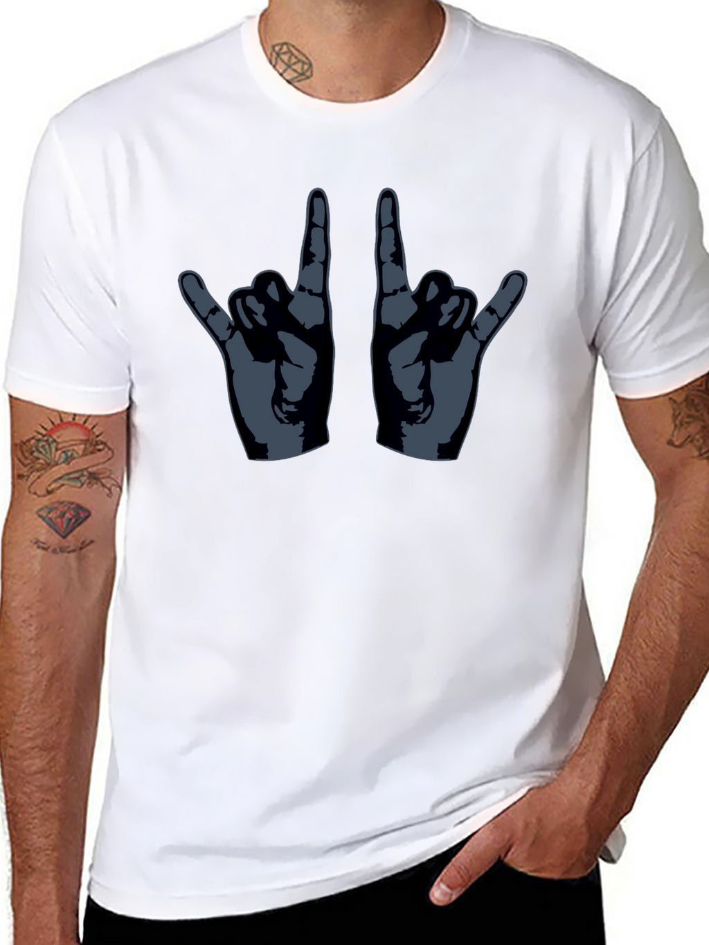 Rock On Hand Gesture Graphic T-Shirt