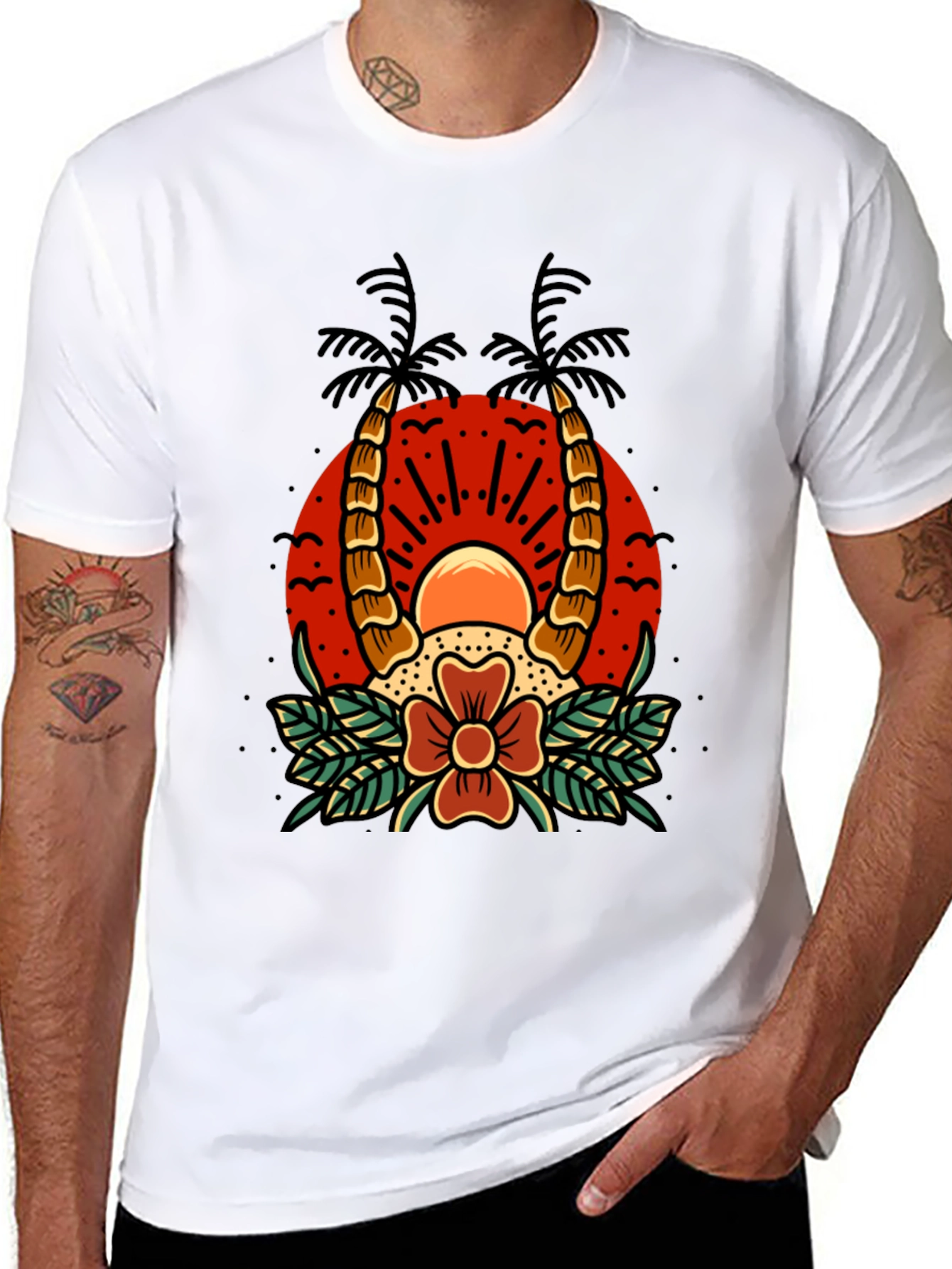 Tropical Sunset Graphic Tee - Island Vibes