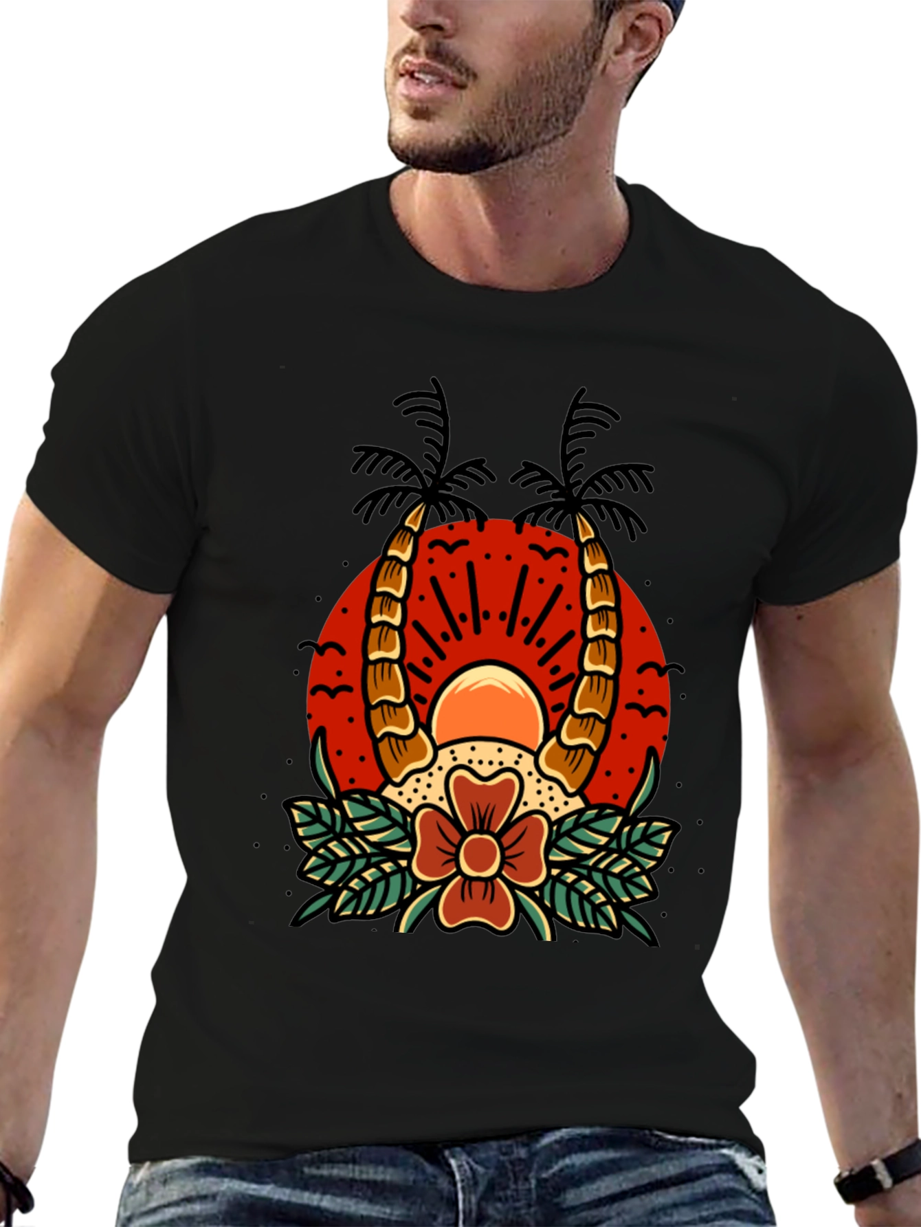 Tropical Sunset Graphic Tee - Island Vibes