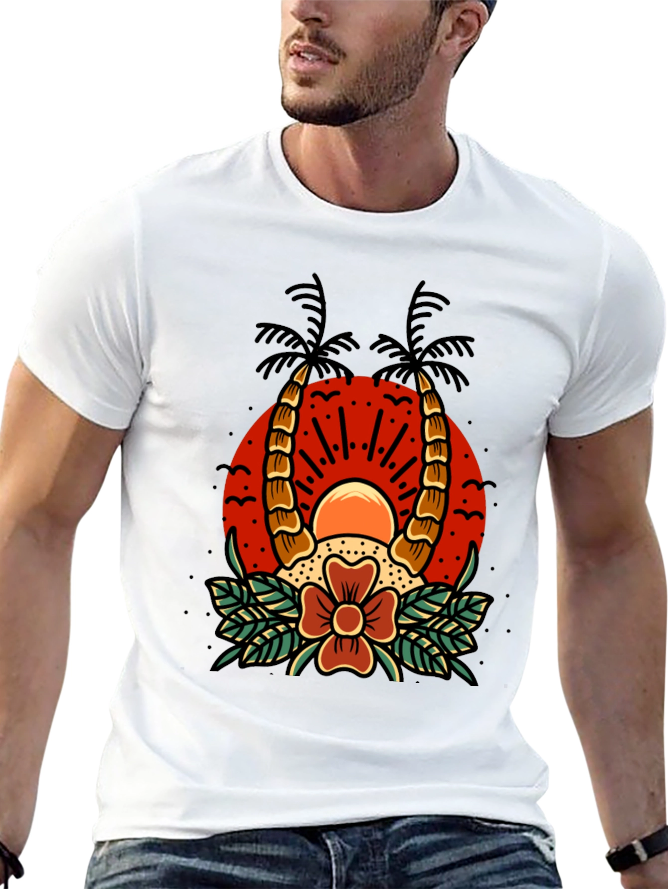 Tropical Sunset Graphic Tee - Island Vibes