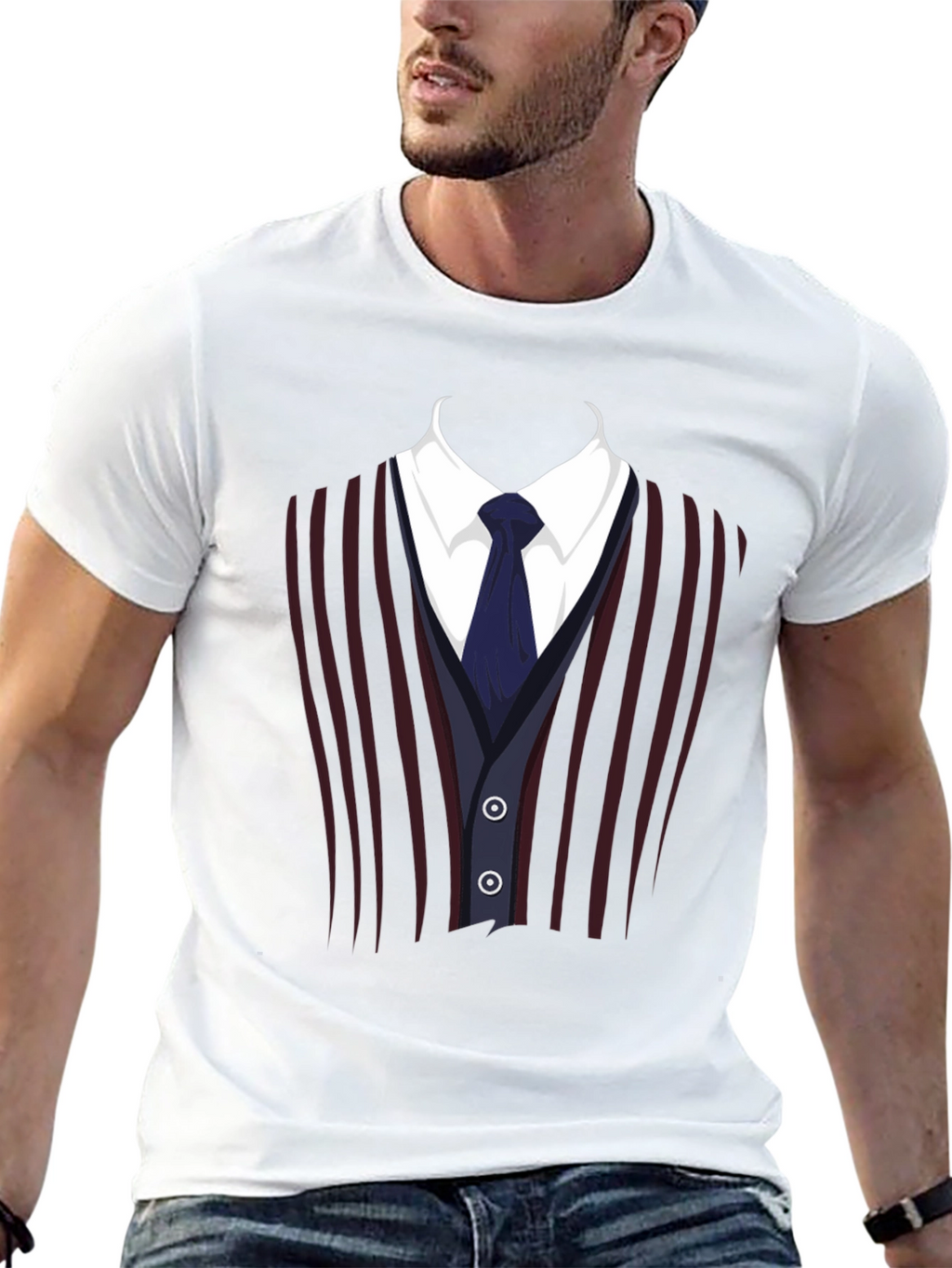 Suit Vest Graphic Tee - Funny Costume T-Shirt