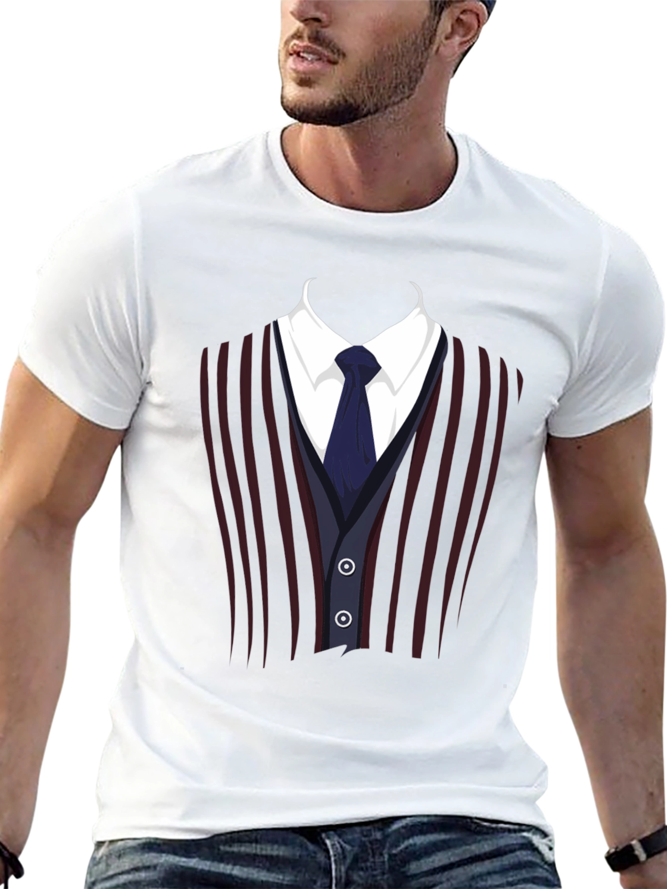Suit Vest Graphic Tee - Funny Costume T-Shirt