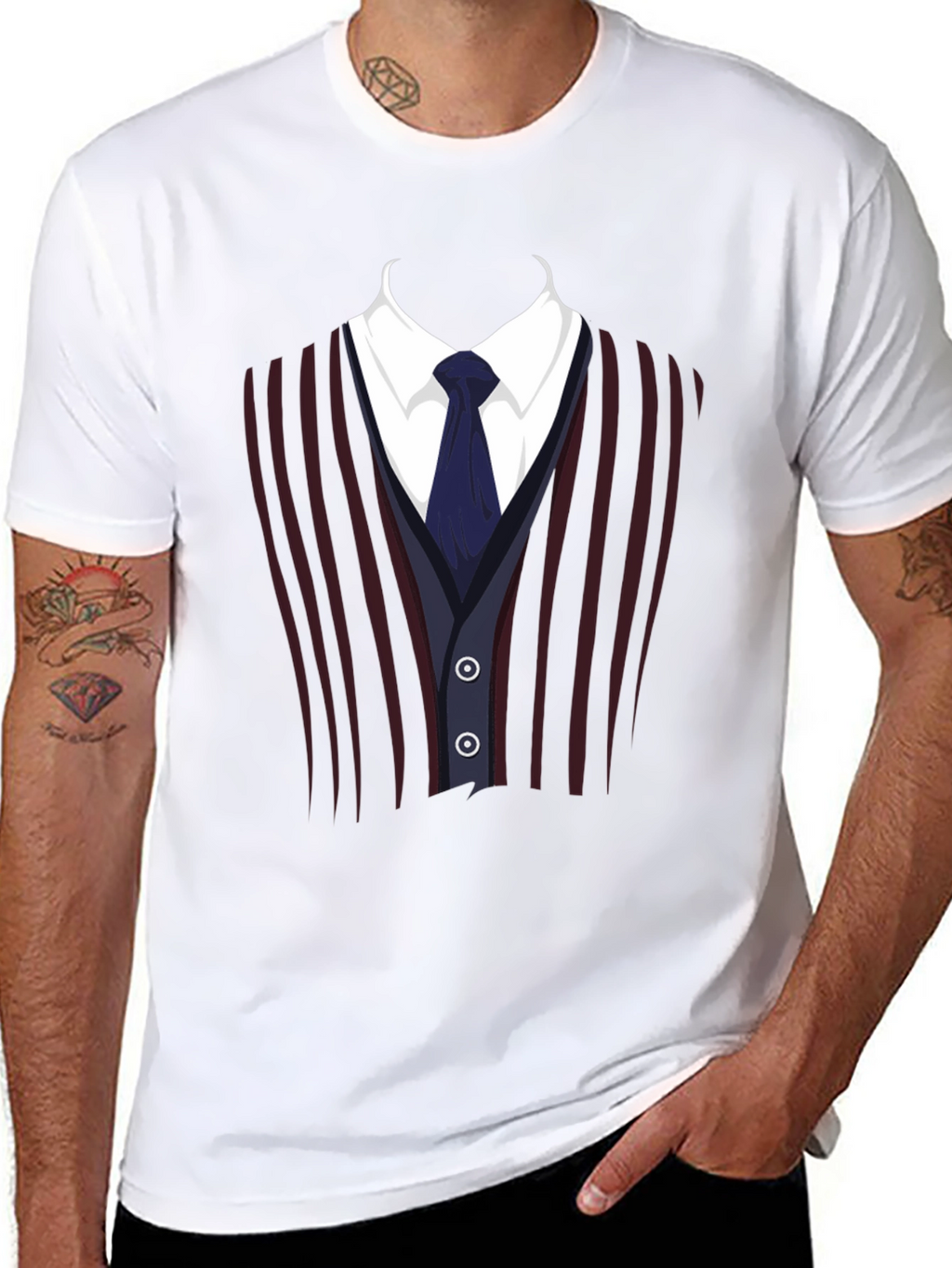Suit Vest Graphic Tee - Funny Costume T-Shirt