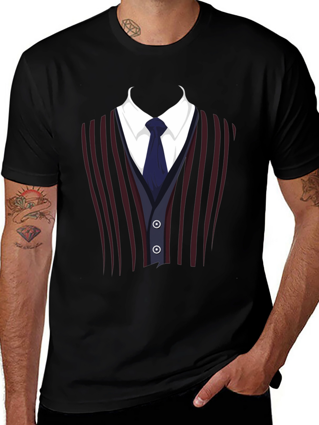 Suit Vest Graphic Tee - Funny Costume T-Shirt