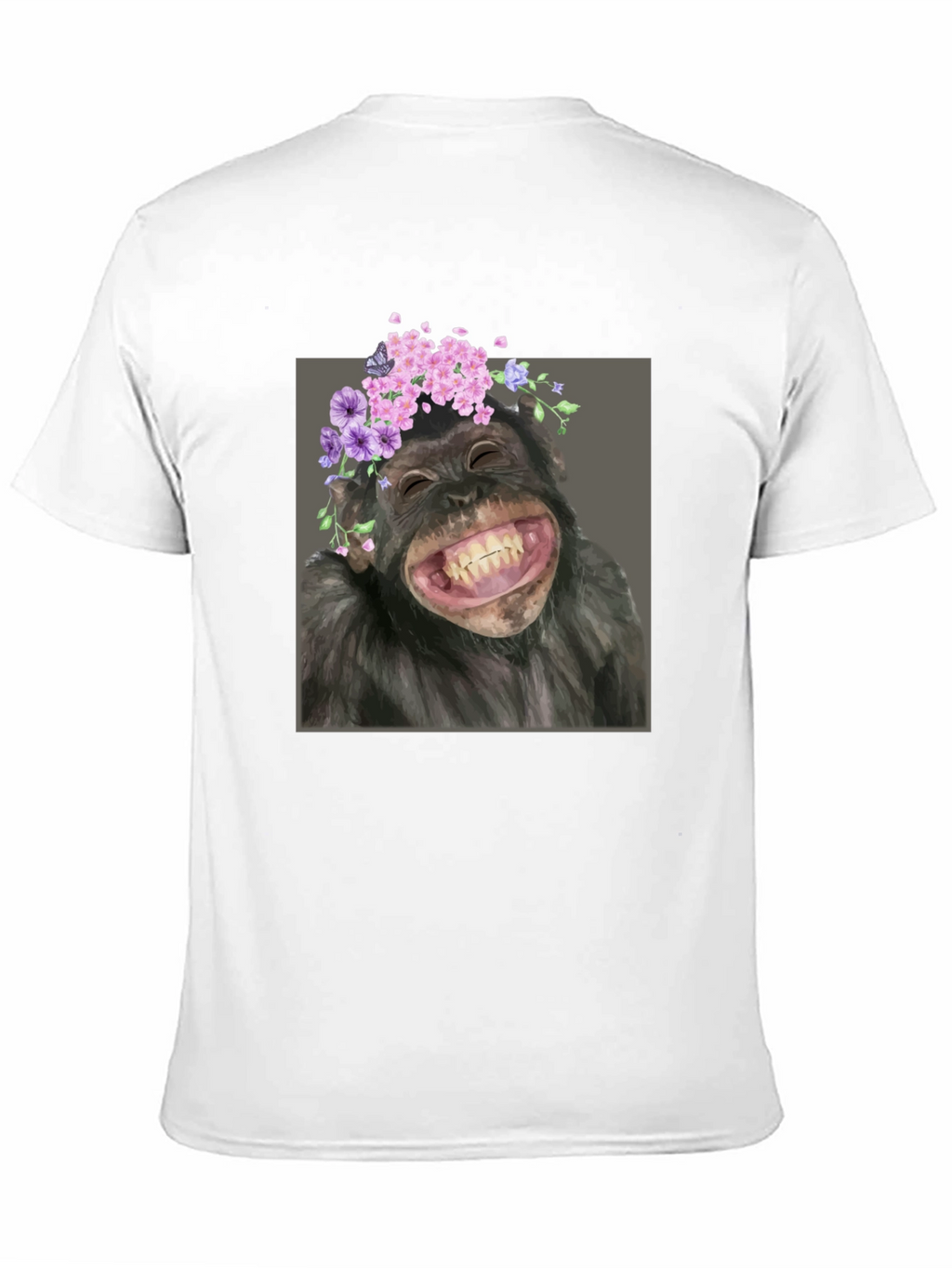 Chimpanzee with Flower Crown T-Shirt - Funny Ape Tee