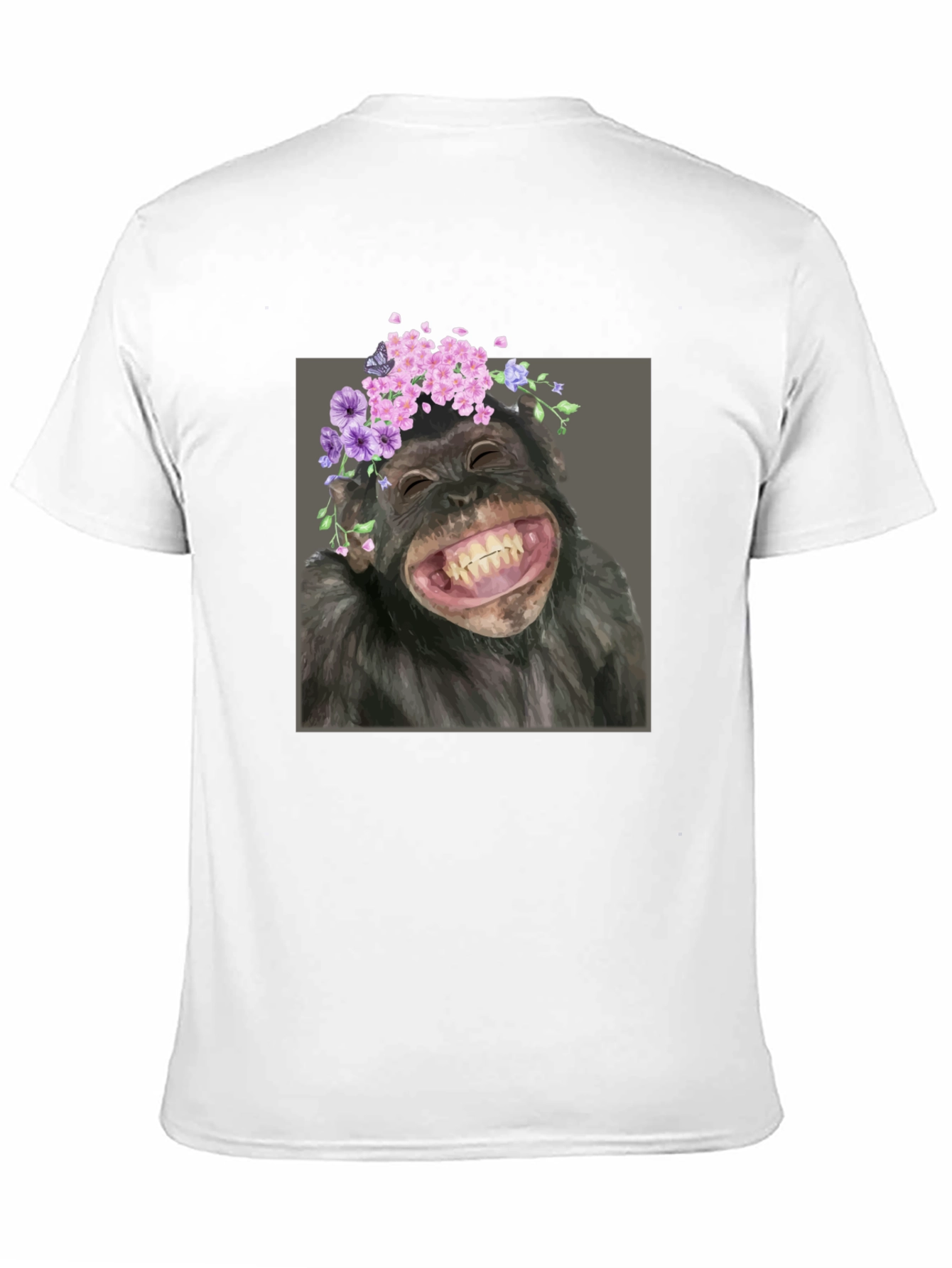 Chimpanzee with Flower Crown T-Shirt - Funny Ape Tee