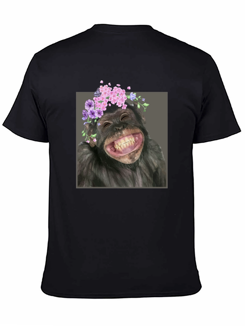 Chimpanzee with Flower Crown T-Shirt - Funny Ape Tee