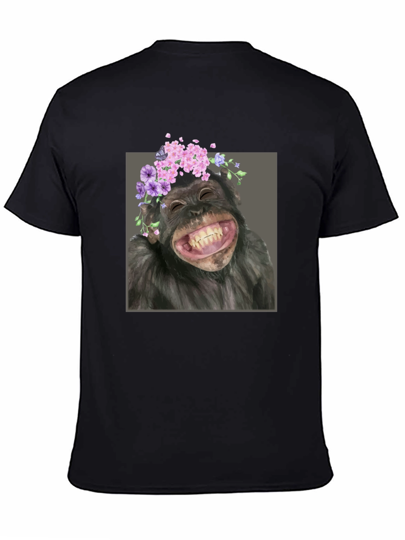 Chimpanzee with Flower Crown T-Shirt - Funny Ape Tee