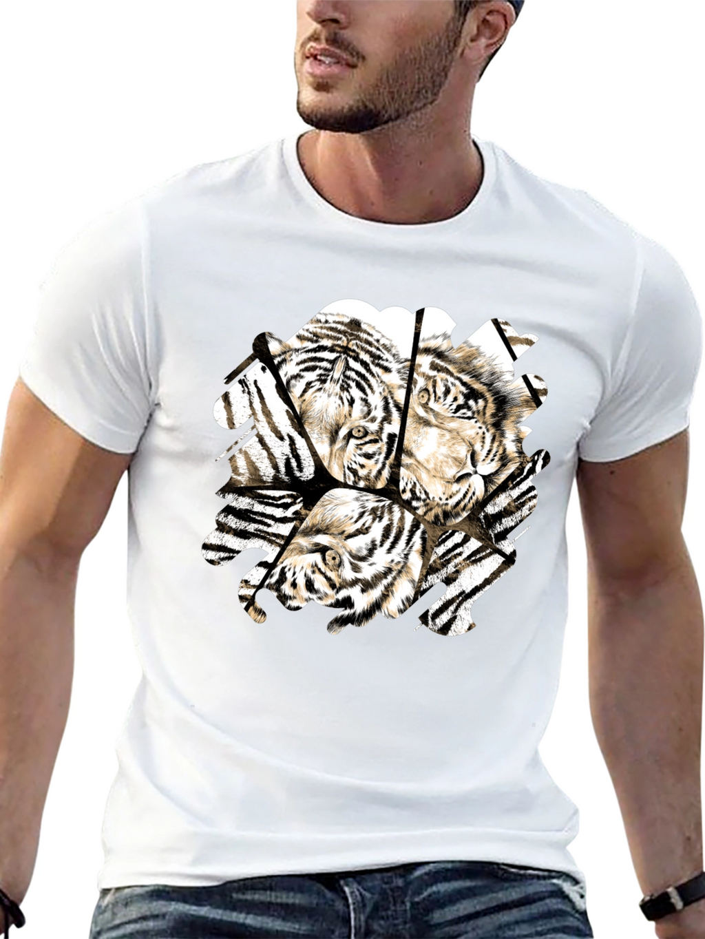 Tiger Graphic Black T-Shirt for Men
