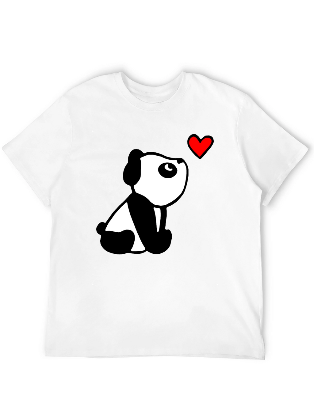 Cute Panda Heart Black T-Shirt