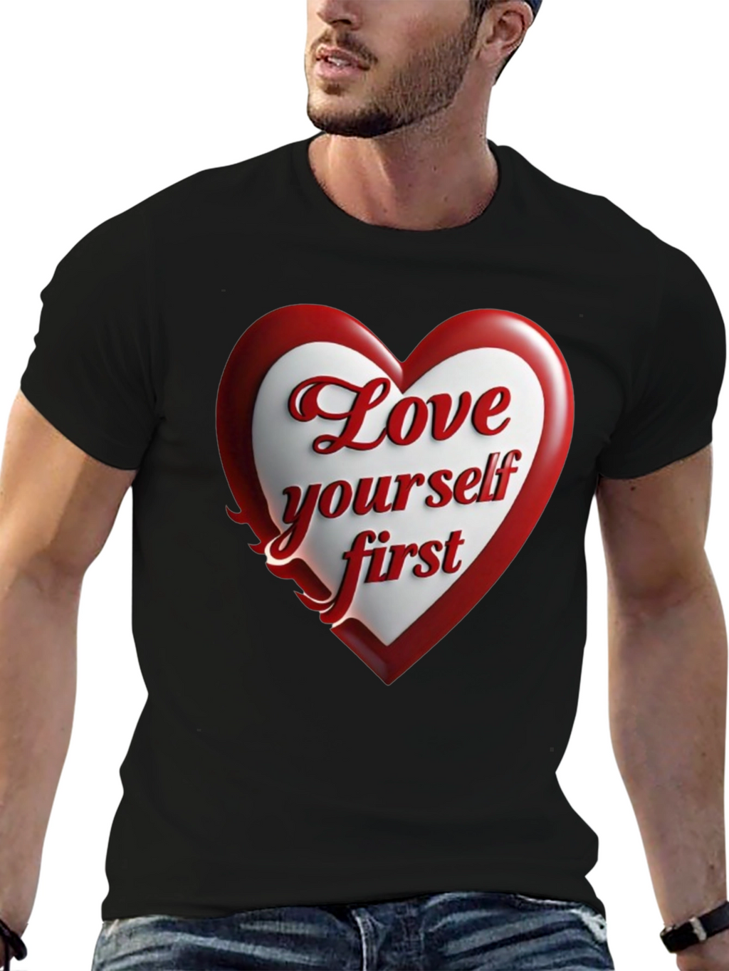 Love Yourself First Black Graphic Tee