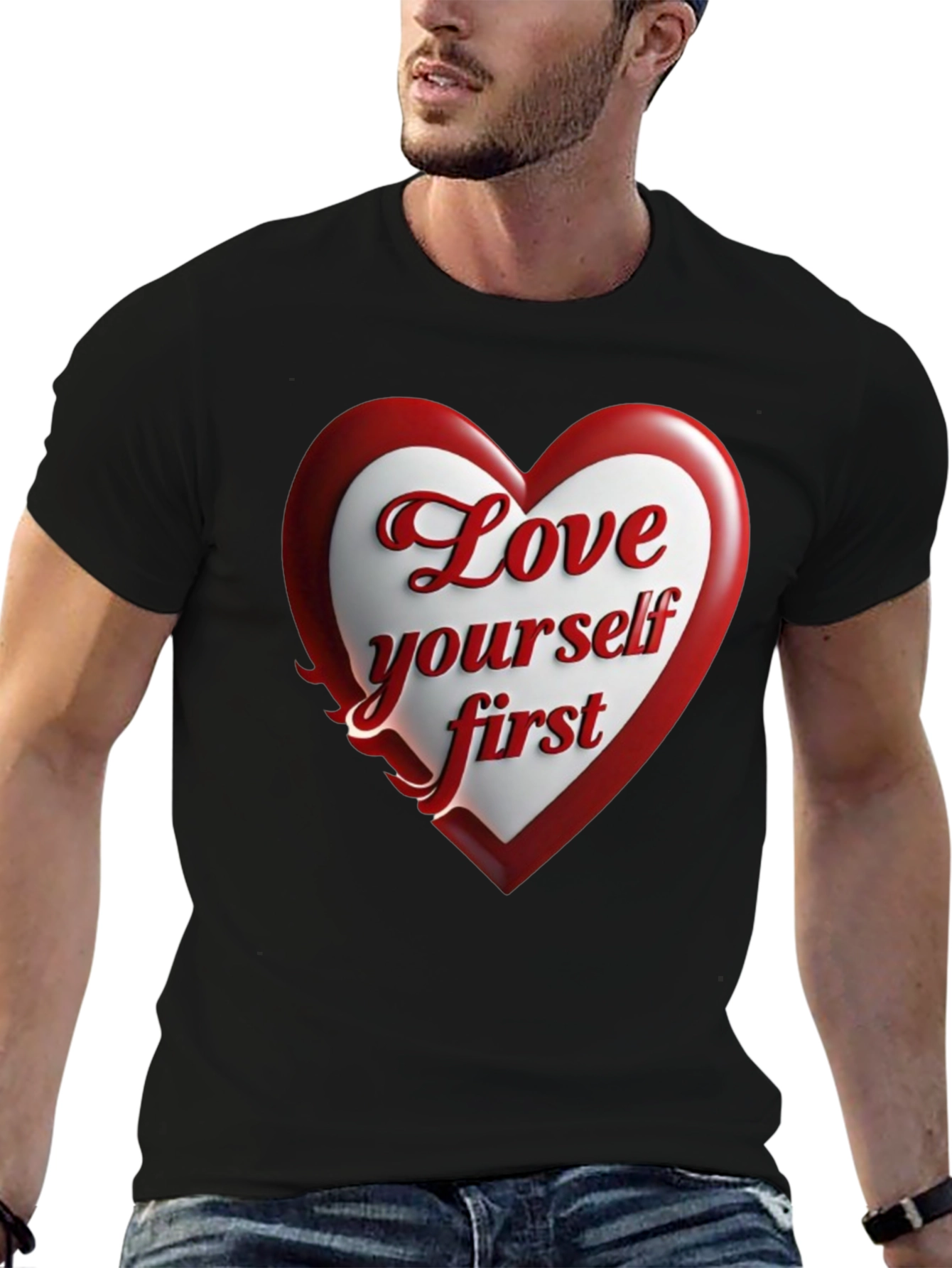 Love Yourself First Black Graphic Tee