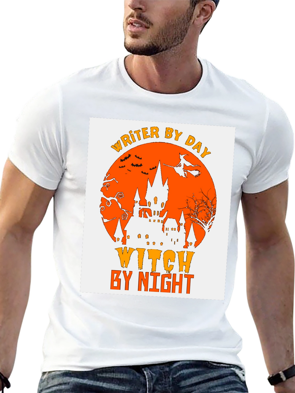 Writer By Day Witch By Night Halloween Graphic T-Shirt