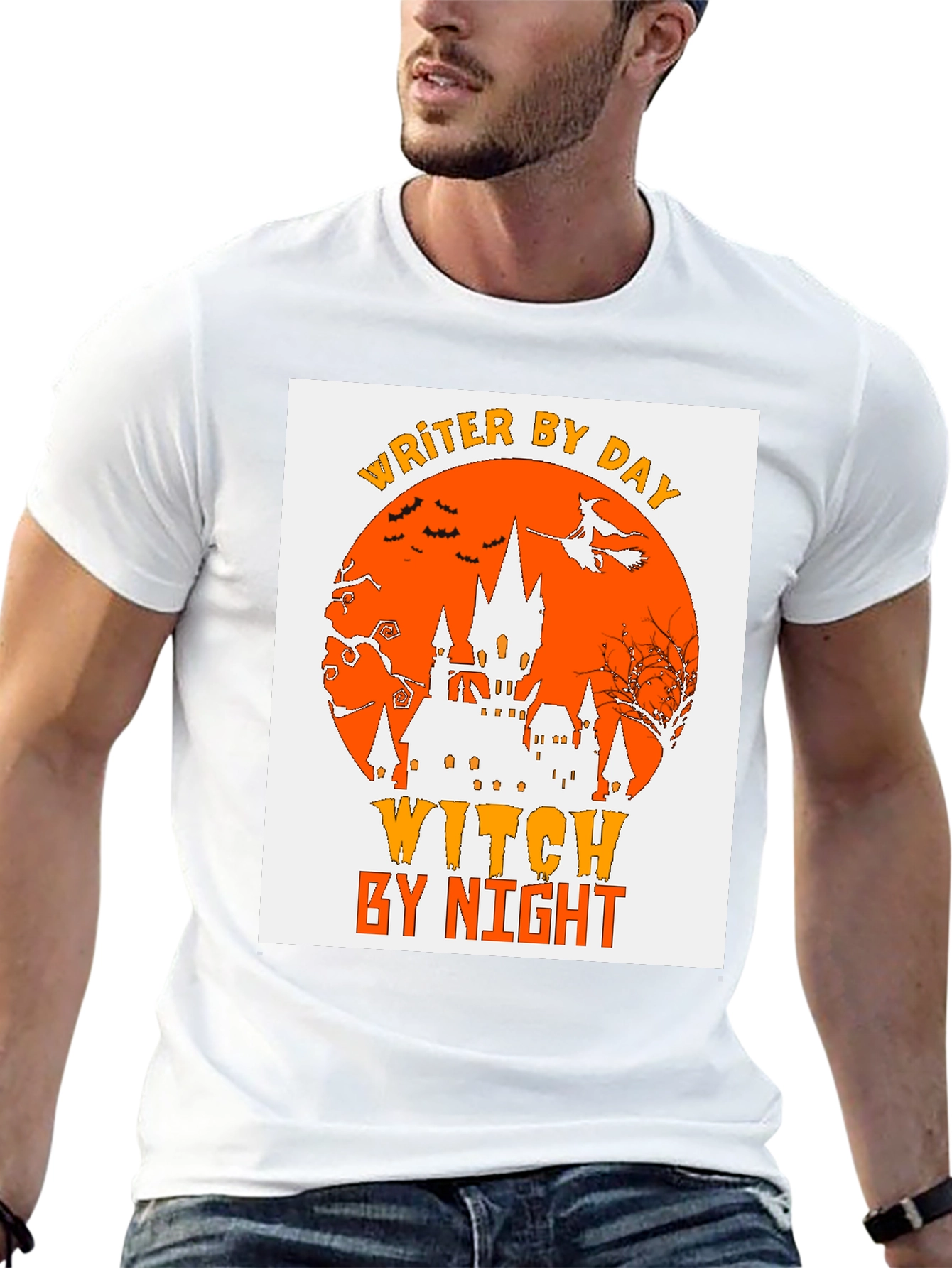 Writer By Day Witch By Night Halloween Graphic T-Shirt
