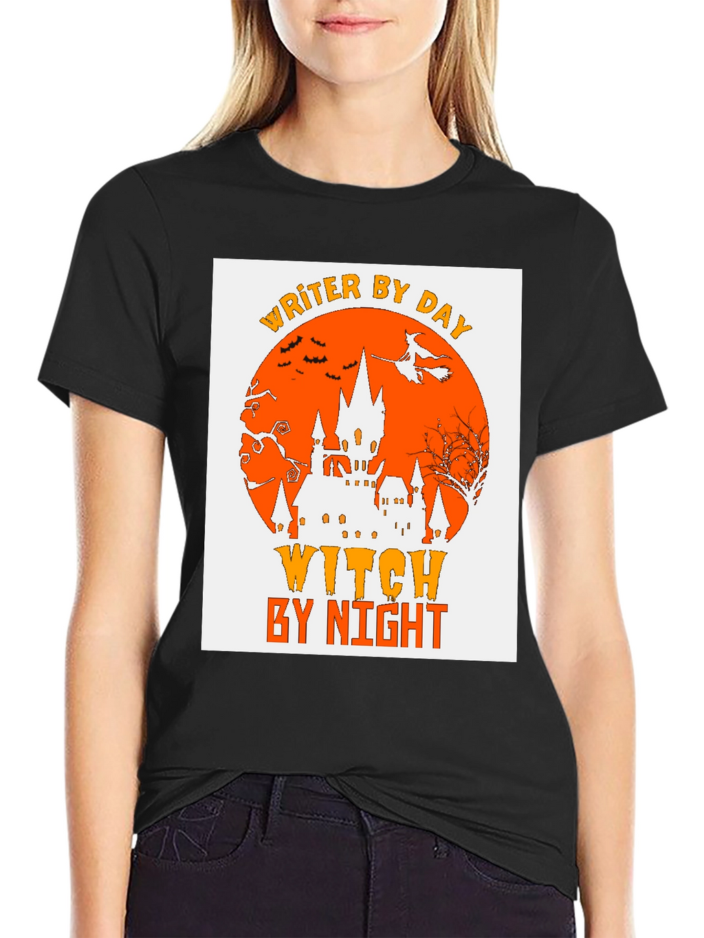 Writer By Day Witch By Night Halloween Graphic T-Shirt
