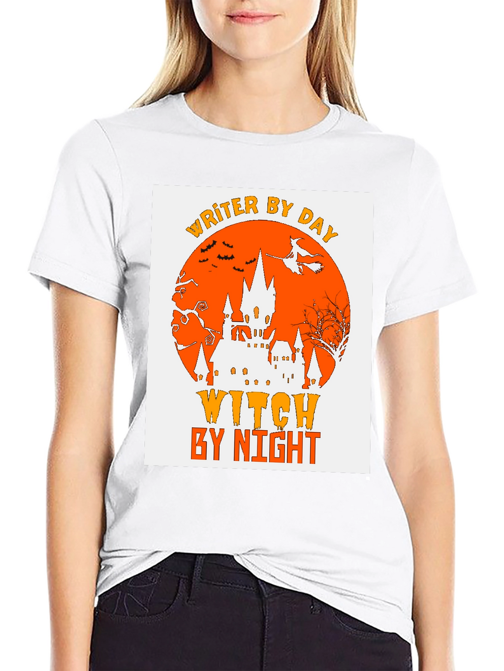 Writer By Day Witch By Night Halloween Graphic T-Shirt