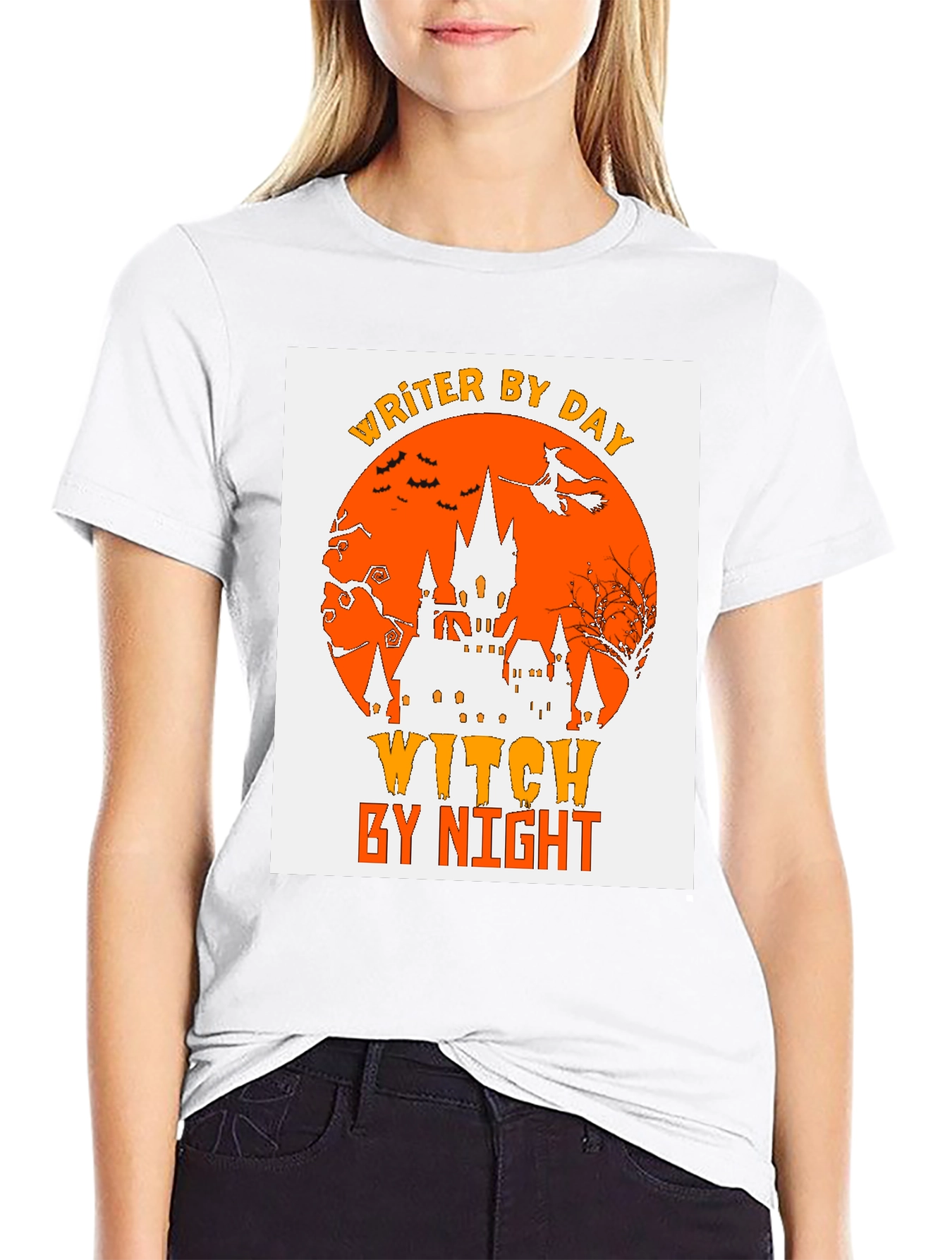 Writer By Day Witch By Night Halloween Graphic T-Shirt