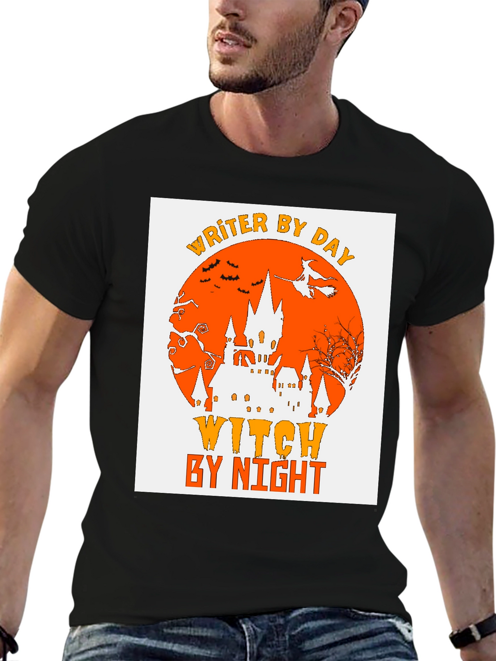 Writer By Day Witch By Night Halloween Graphic T-Shirt