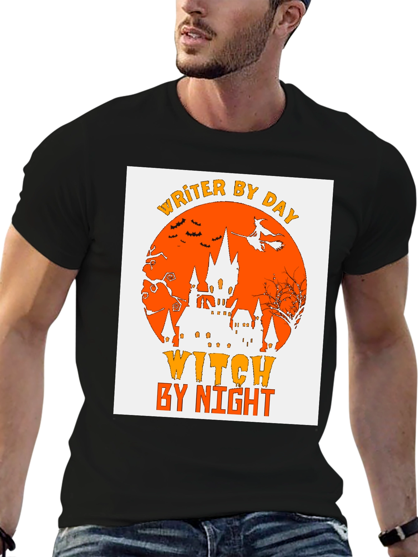 Writer By Day Witch By Night Halloween Graphic T-Shirt