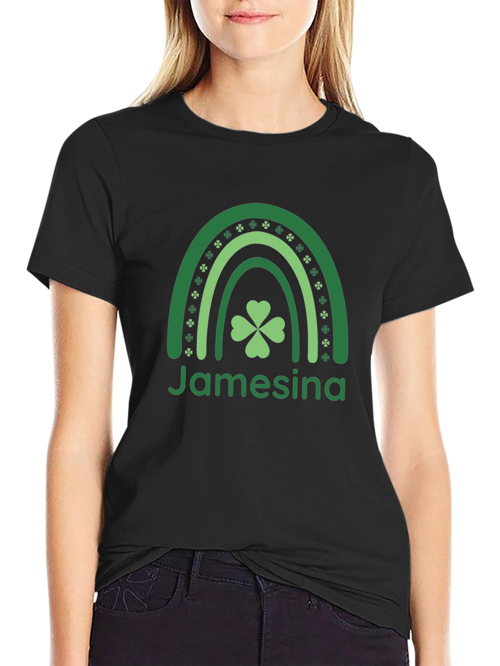 Jamesina St. Patricks Day Rainbow Clover T-Shirt