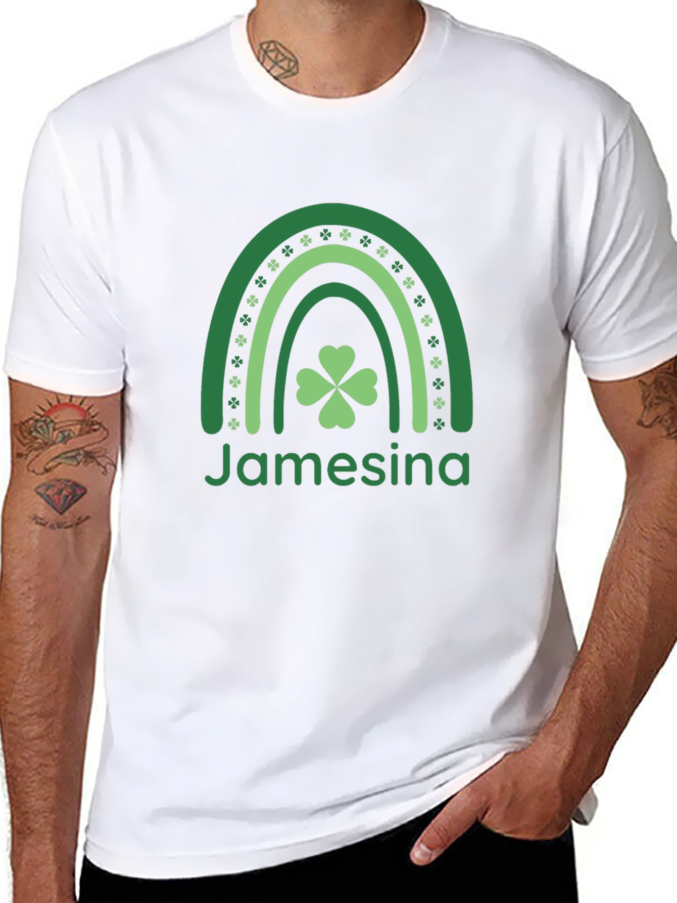 Jamesina St. Patricks Day Rainbow Clover T-Shirt